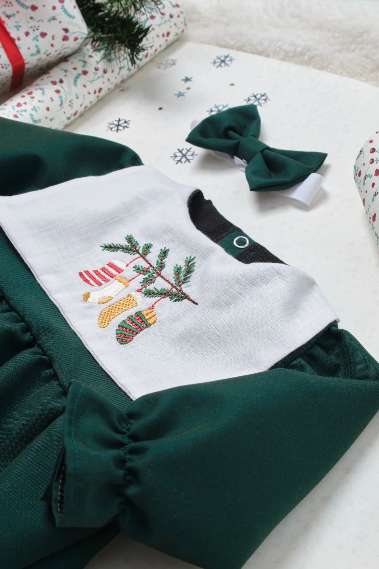 Lalin Kız Bebek Nakış Detay Romper Bandana Set 