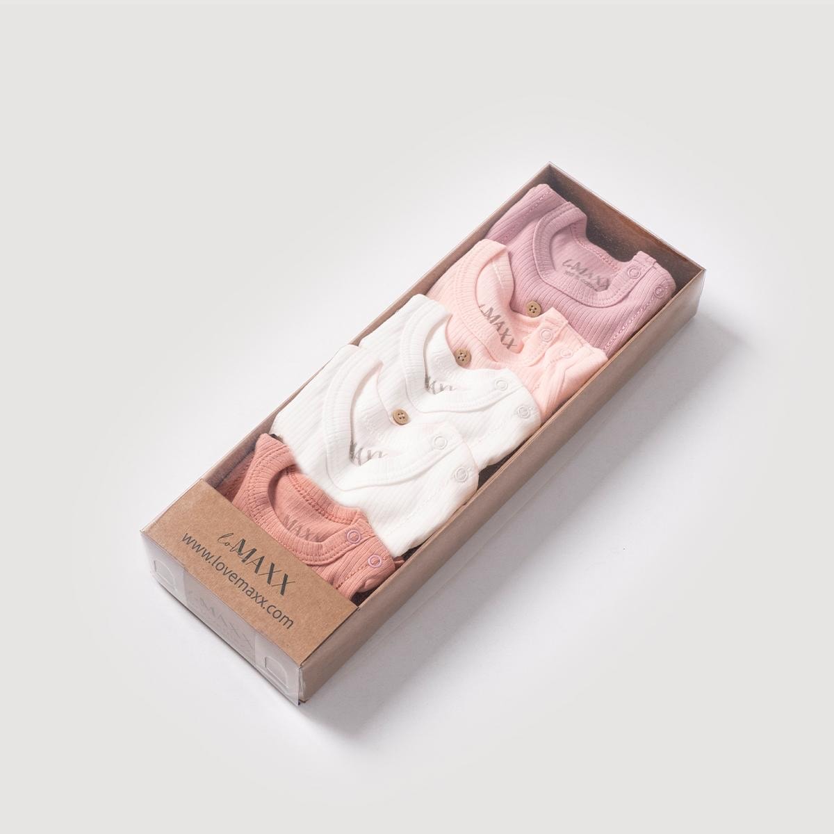 Kız Bebek 0-3/3-6 Ay 5 li Uzun Kol Body Set 