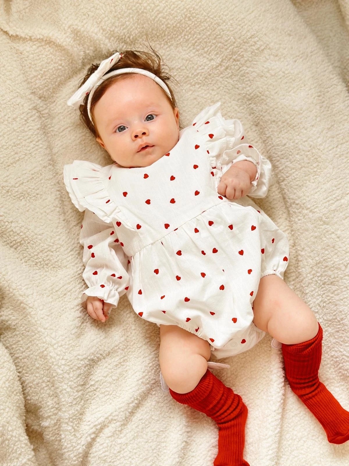 TU&Dİ Kalp Detay Fırfırlı Romper & Bandana Set 