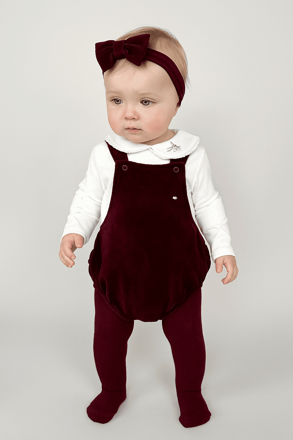 Kız Bebe Premium Kutulu Bordo Kadife 4 lü Set 