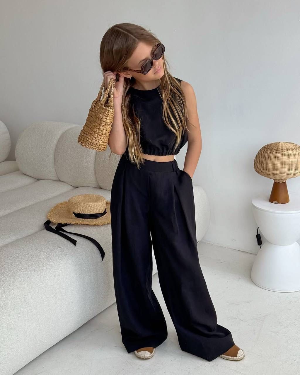 HARPER Siyah Crop Pantolon Takım