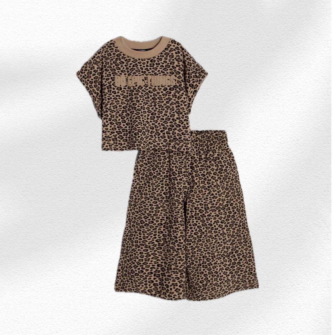 ABBEY Kız Çocuk Leopar Crop Pantolon İkili Takım