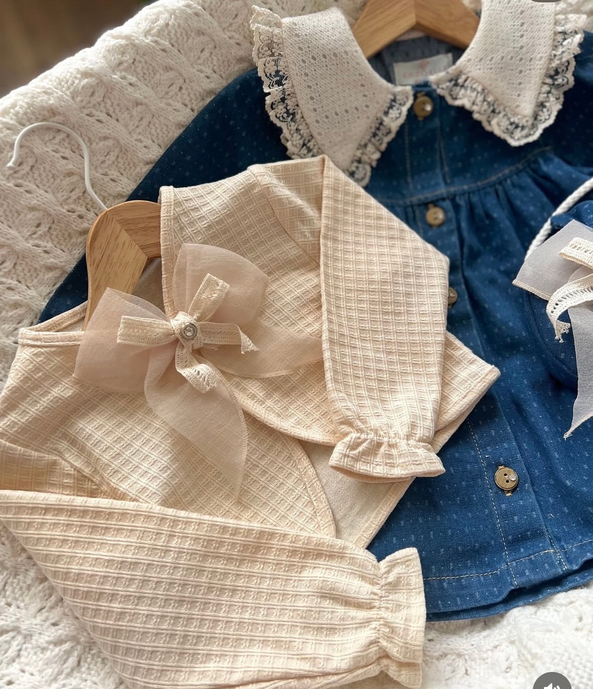 Kız Çocuk Vintage Denim Elbise &Hırka Çanta Set 