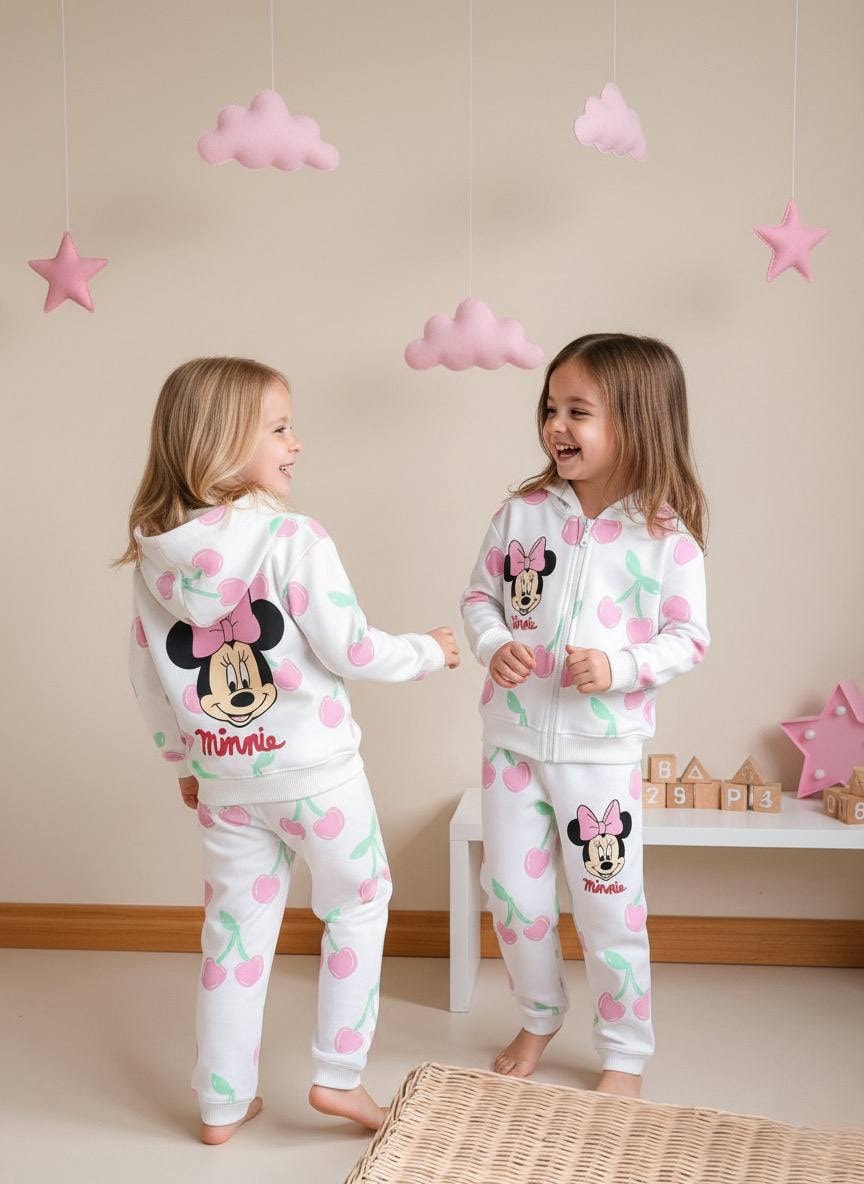 Kız Çocuk Mini Mouse Ceketli Alt Üst Takım 