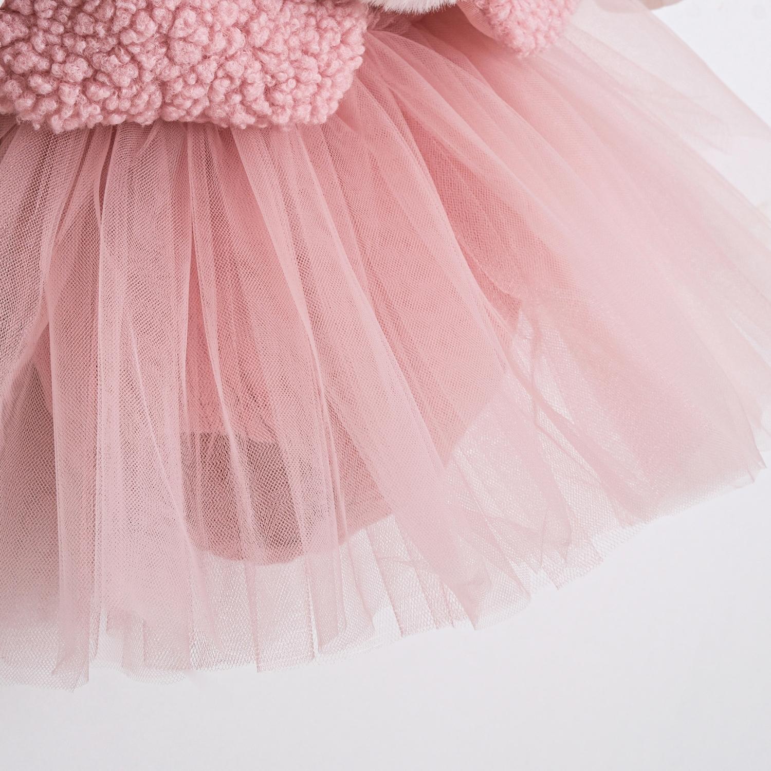 SUGAR Kız Bebek Pembe Peluş Yelek Gömlek Şort 3’lü Takım