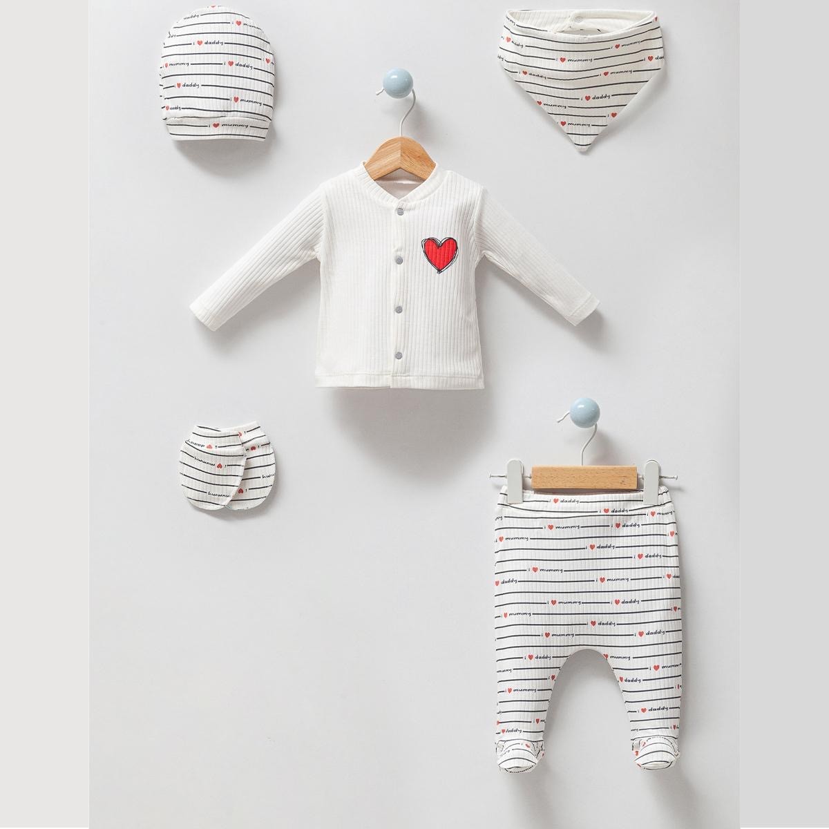 Unisex Yenidoğan Mummy Daddy Baskılı 5’li Set