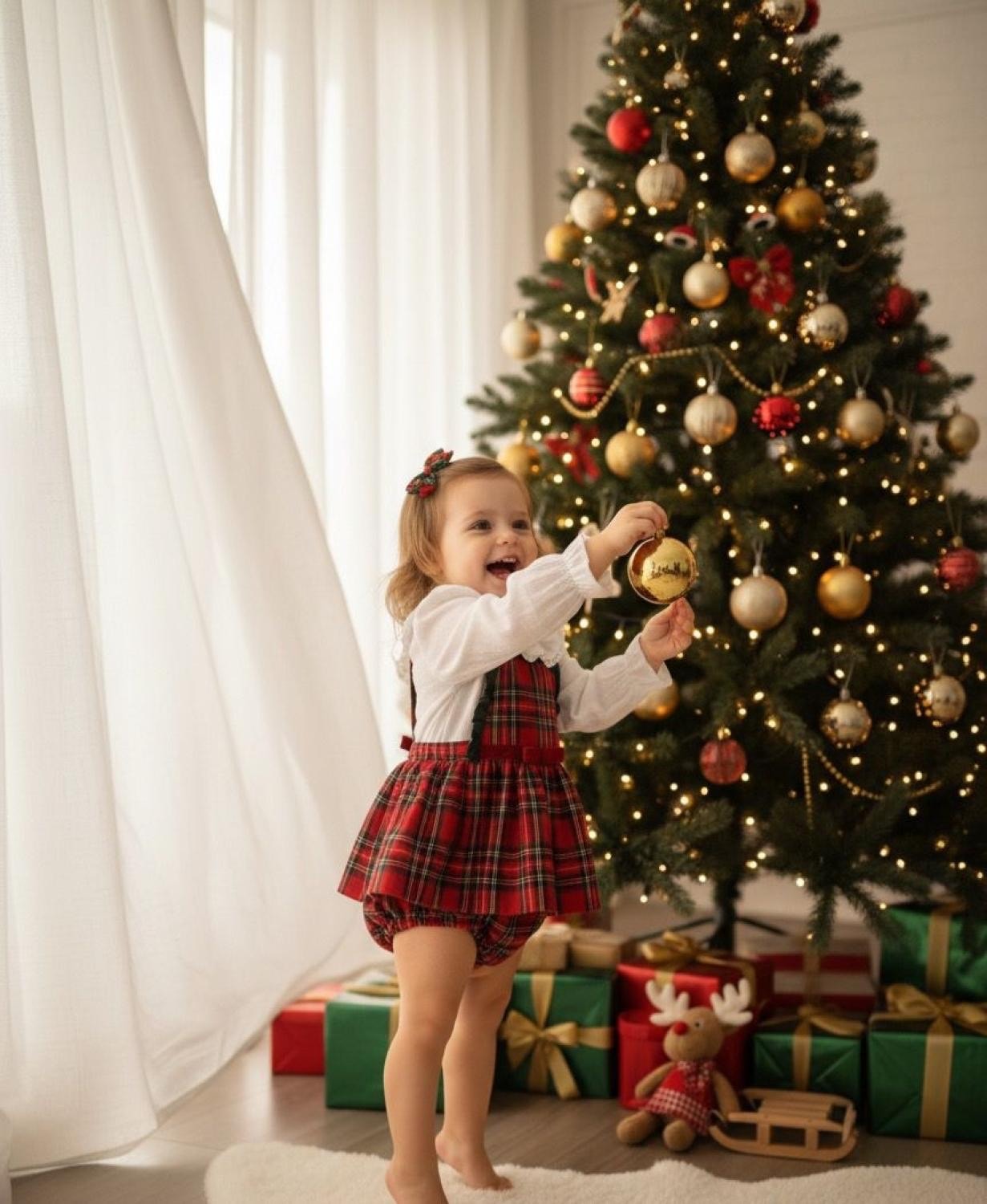 HOLLYBELLE Ekose Desen Gömlek Romper Set 