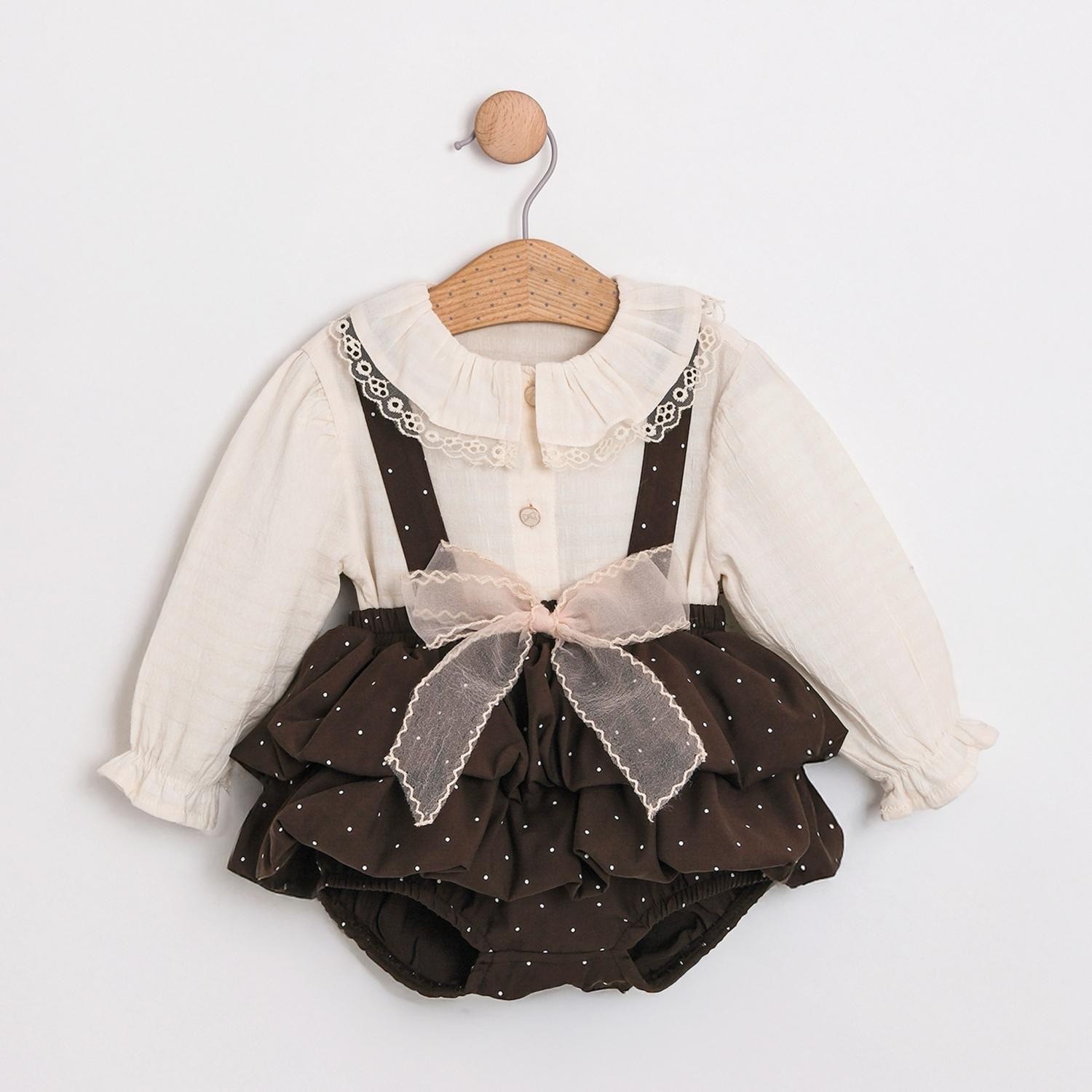Dotelle Kız Bebek Gömlek Romper 2li Set 