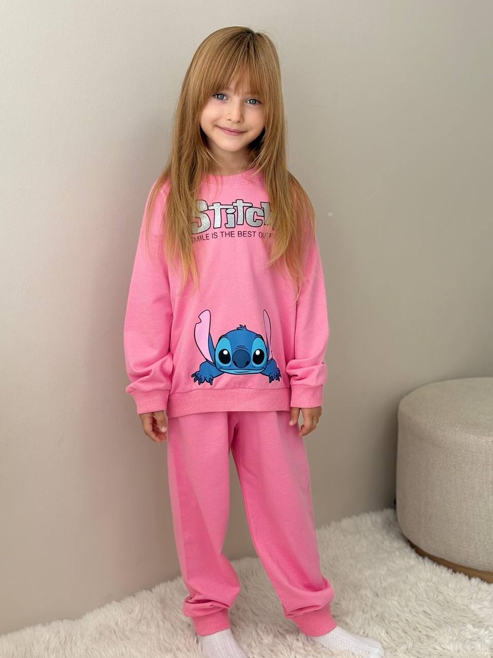 Kız Çocuk Stitch Desen Alt Üst Takım