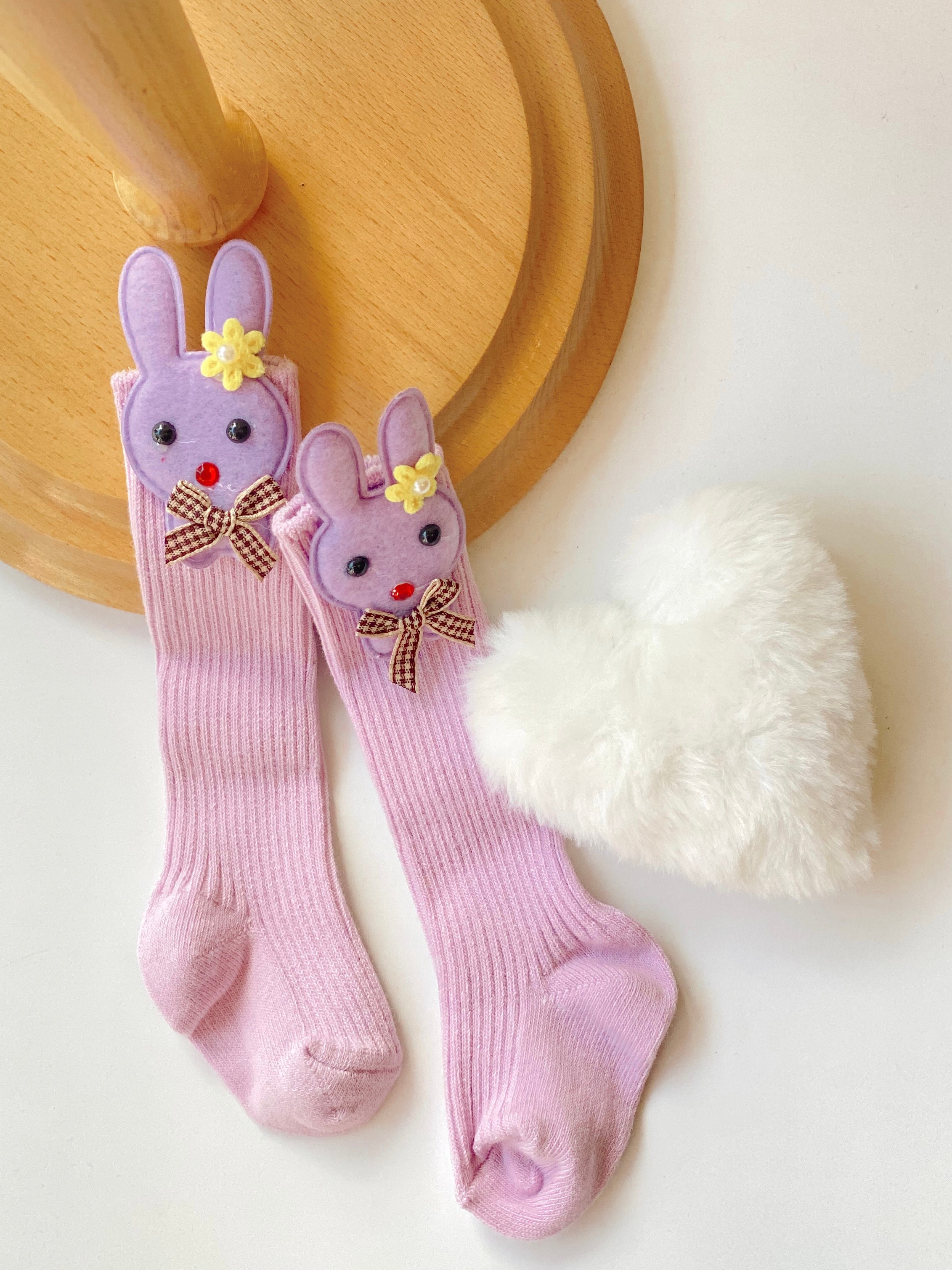 Tavşan Detay Bebek Grubu Fitilli Dizaltı Çorap - Sarı