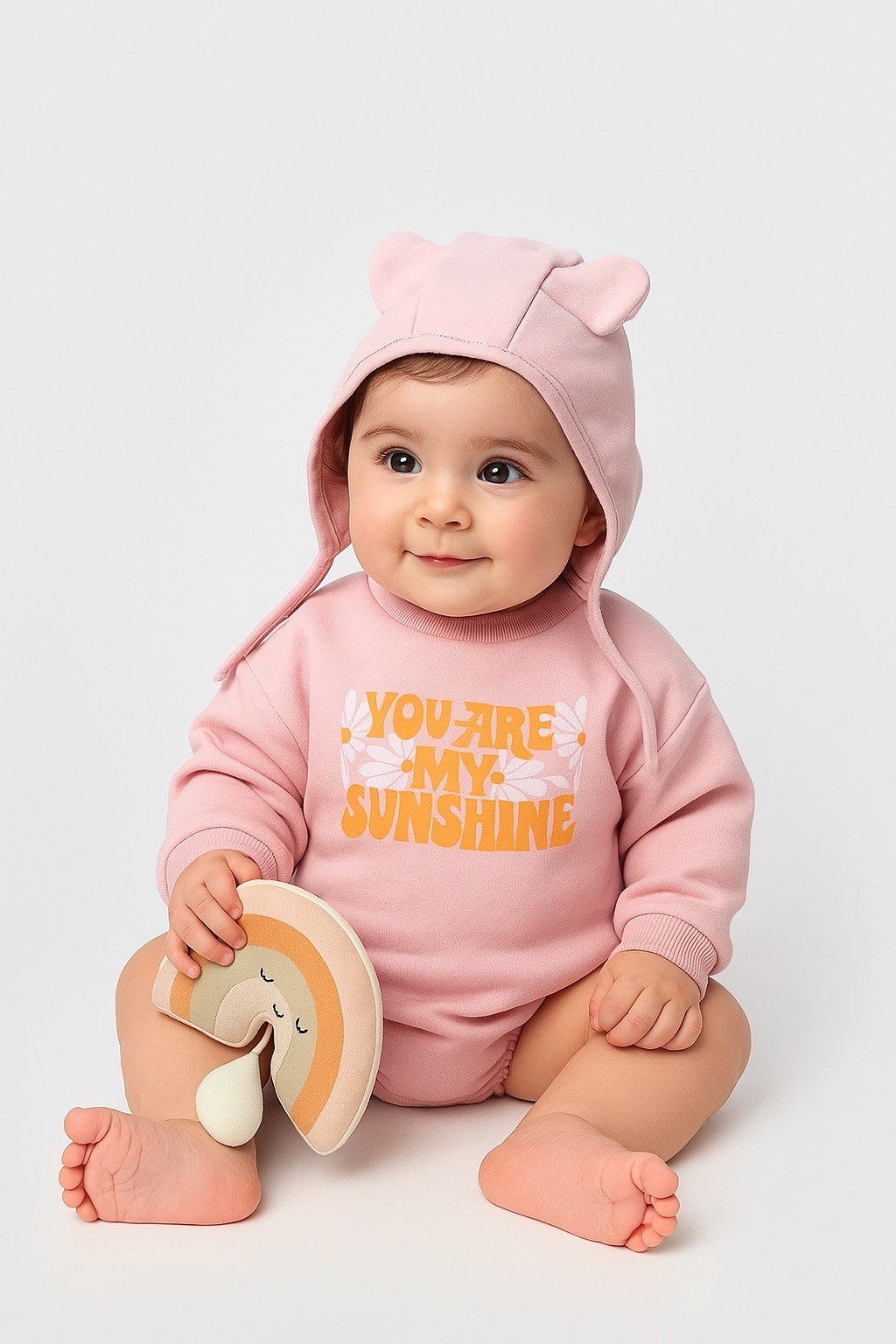 Kız Bebek 3 İp Şardonlu Sunshine Romper &Şapka Set 