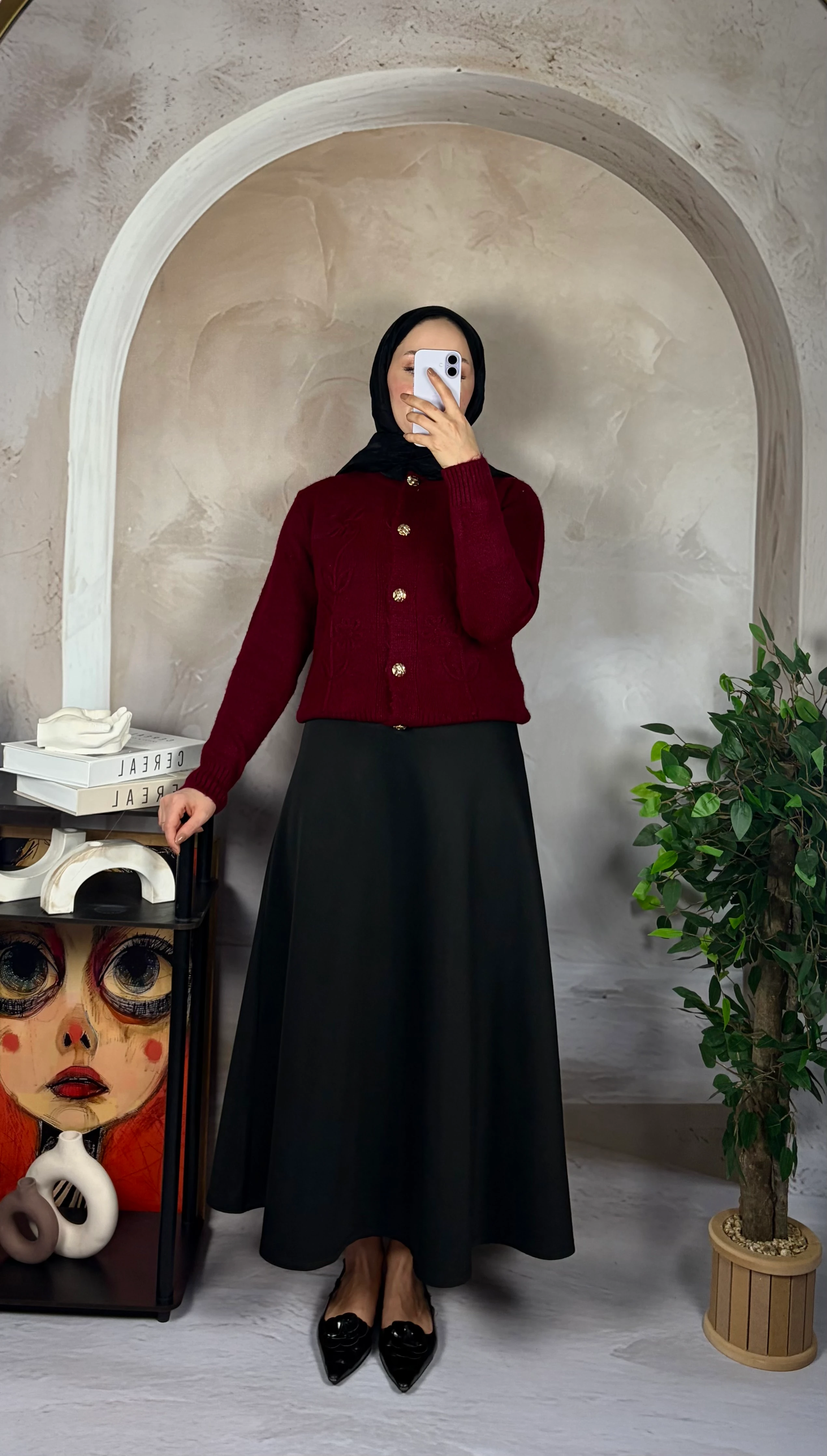 Çiçek Motifli Yumoş Hırka