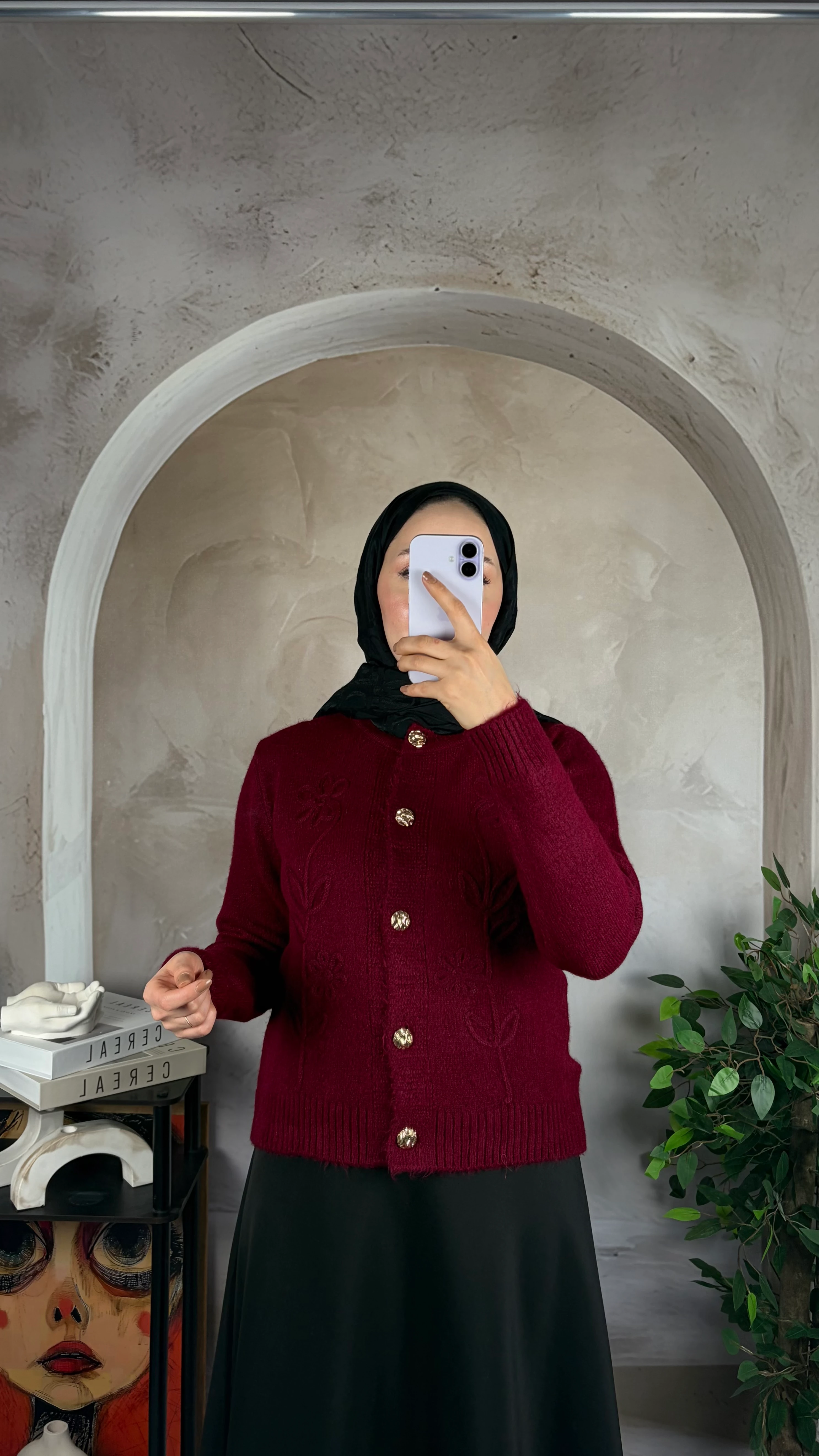 Çiçek Motifli Yumoş Hırka