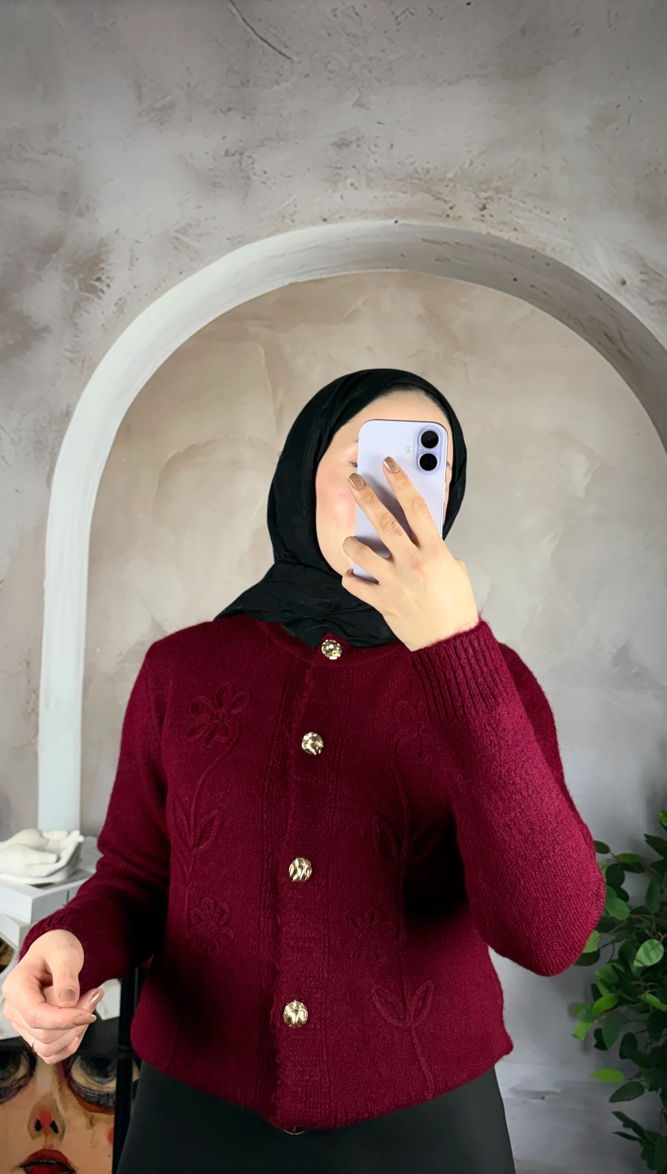 Çiçek Motifli Yumoş Hırka