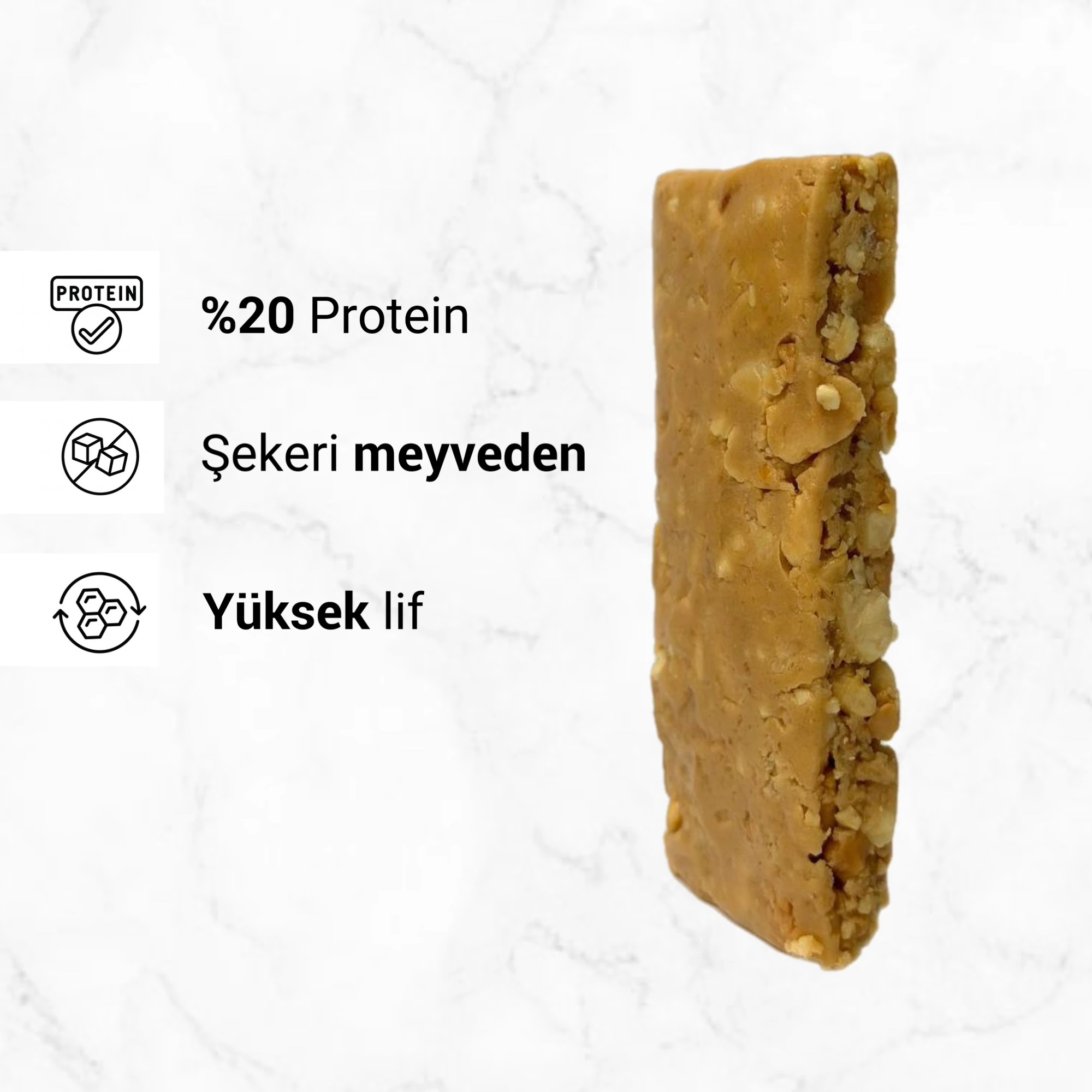 Crunchy Susamlı Vanilya Aromalı Yer fıstıklı Proteinli Bar