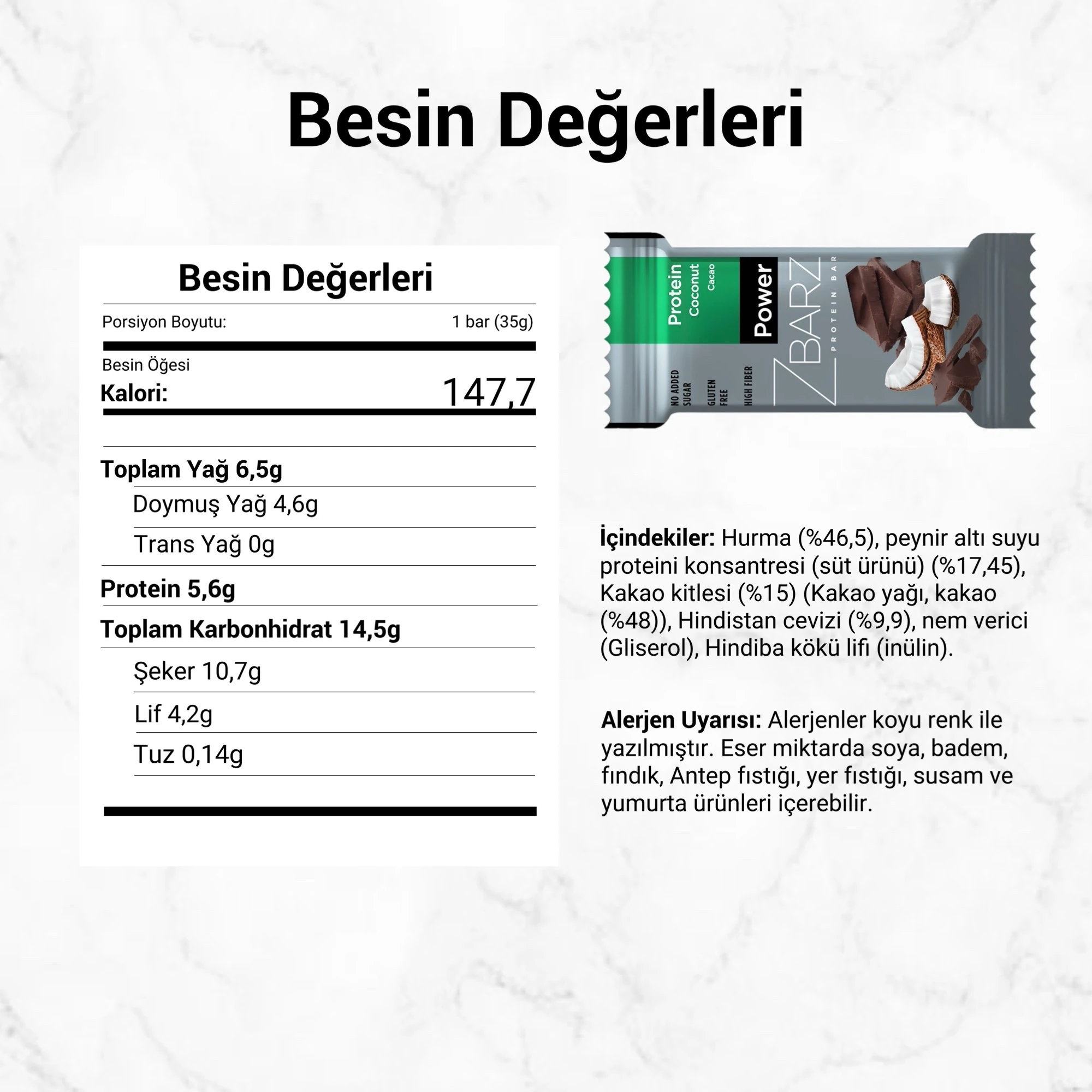 Power Hindistan Cevizli Kakaolu Protein Bar