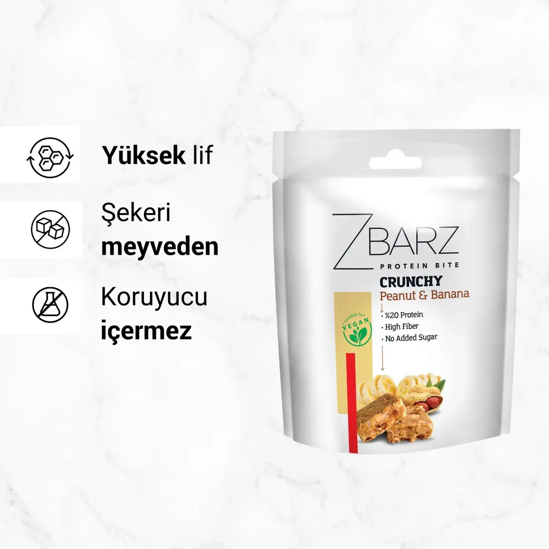 Zbarz Crunchy Protein Bite Muz &Yer Fıstığı 90gr