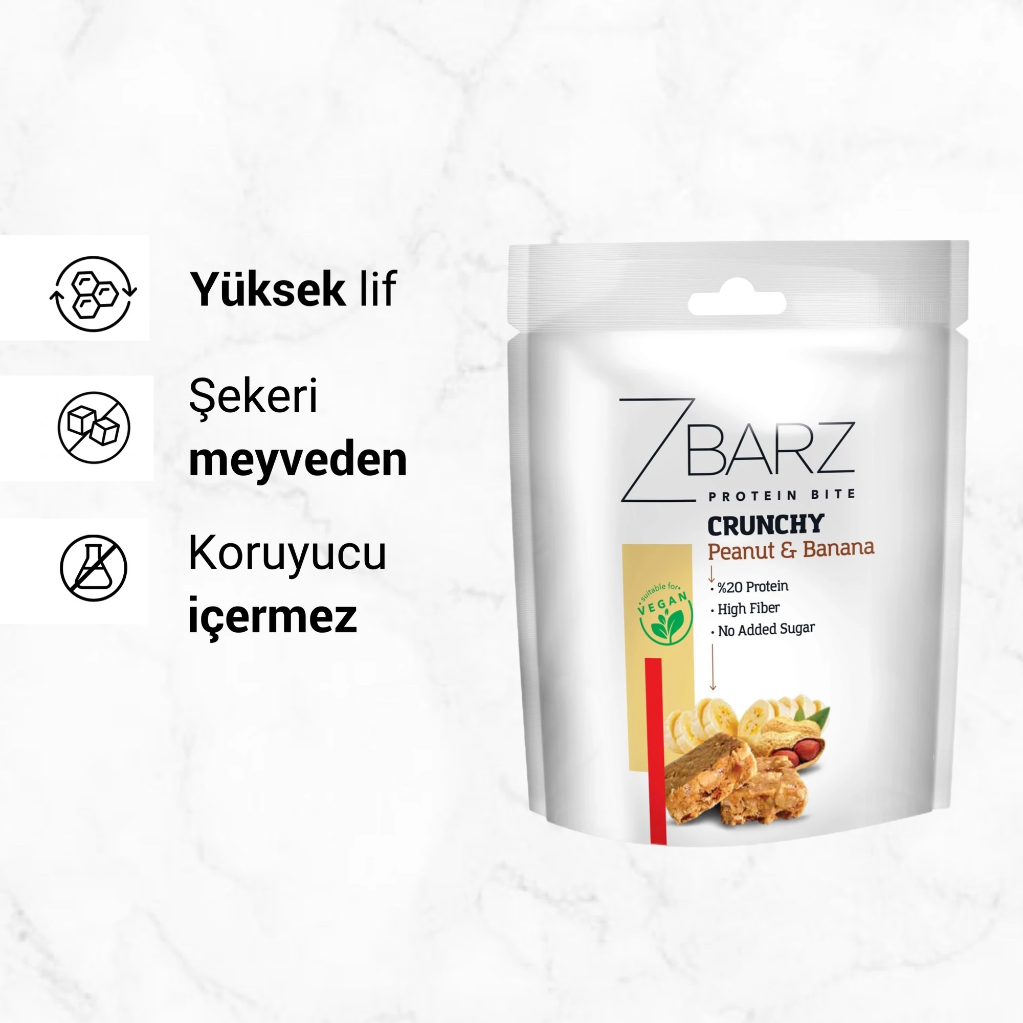 Crunchy Muzlu Yer Fıstıklı Proteinli Bite - 90gr