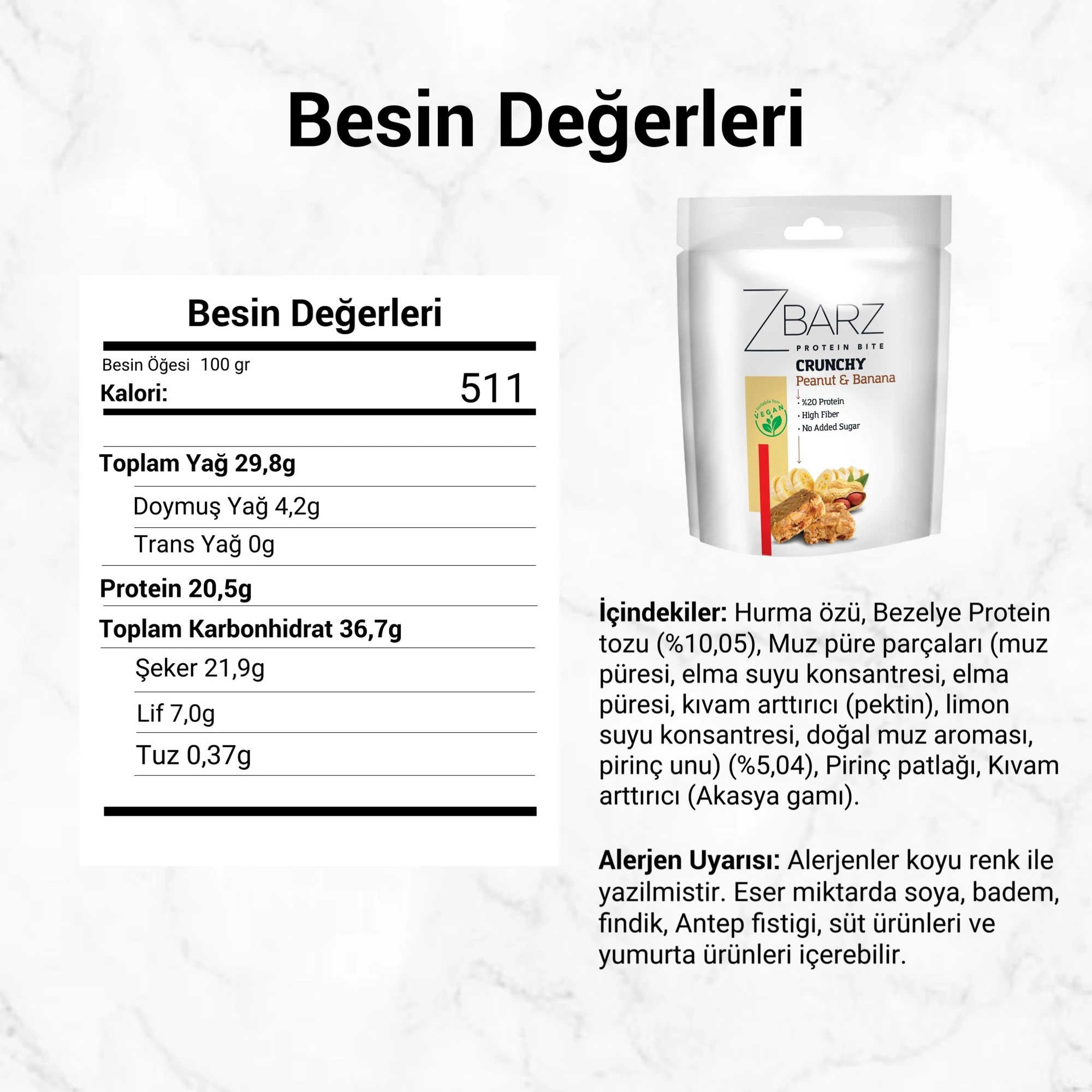 Crunchy Muzlu Yer Fıstıklı Proteinli Bite - 90gr x3