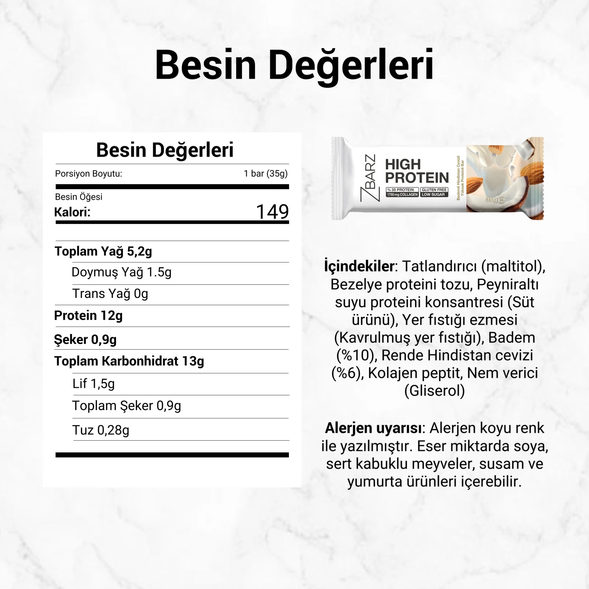 Bademli Hindistan Cevizli Yüksek Proteinli Bar