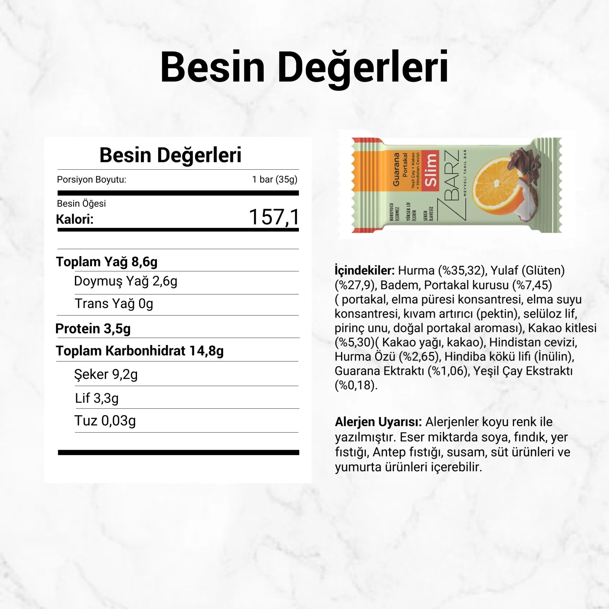 Slim Guarana Portakallı Fonksiyonel Meyveli Bar