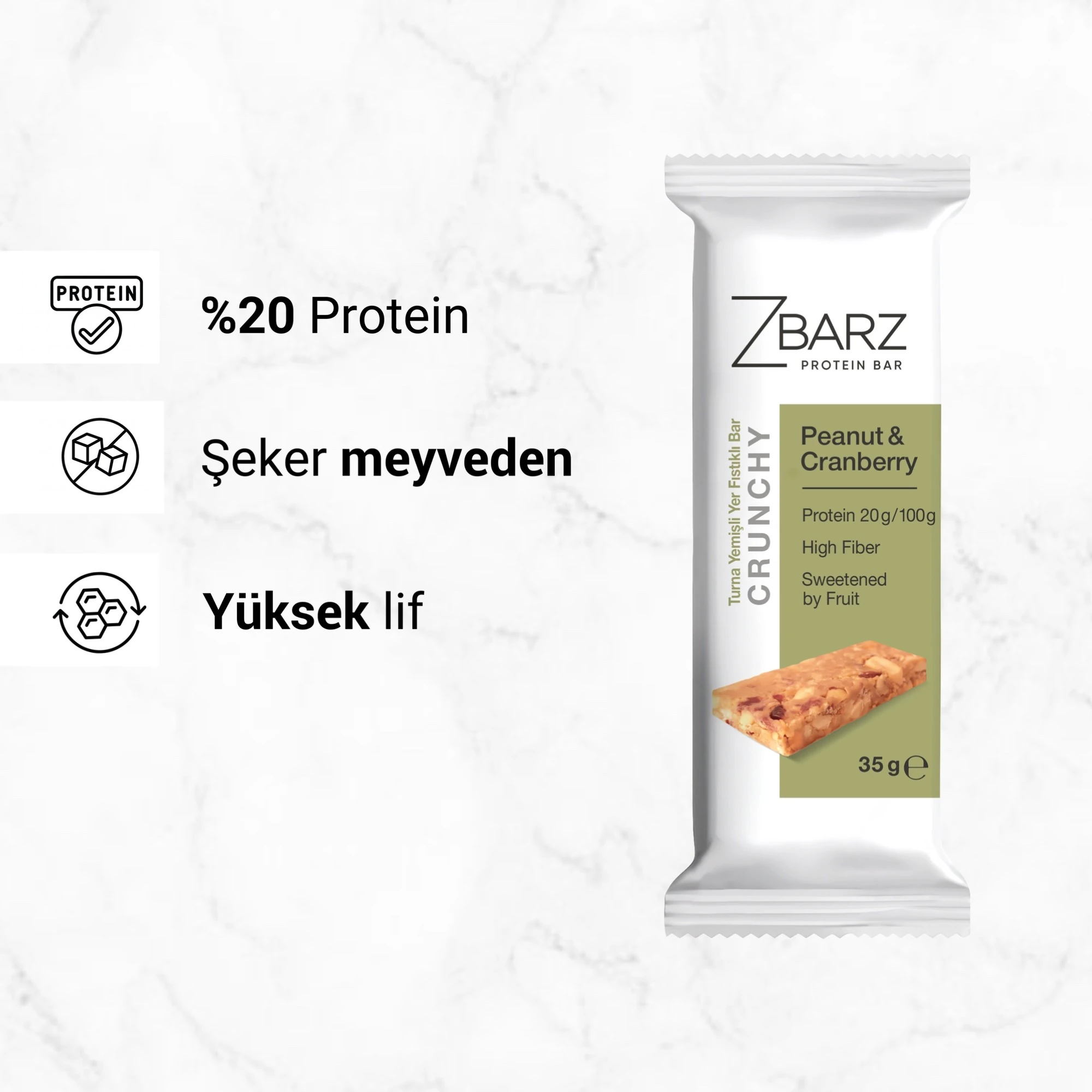 Crunchy Turna Yemişli Yer Fıstıklı Proteinli Bar