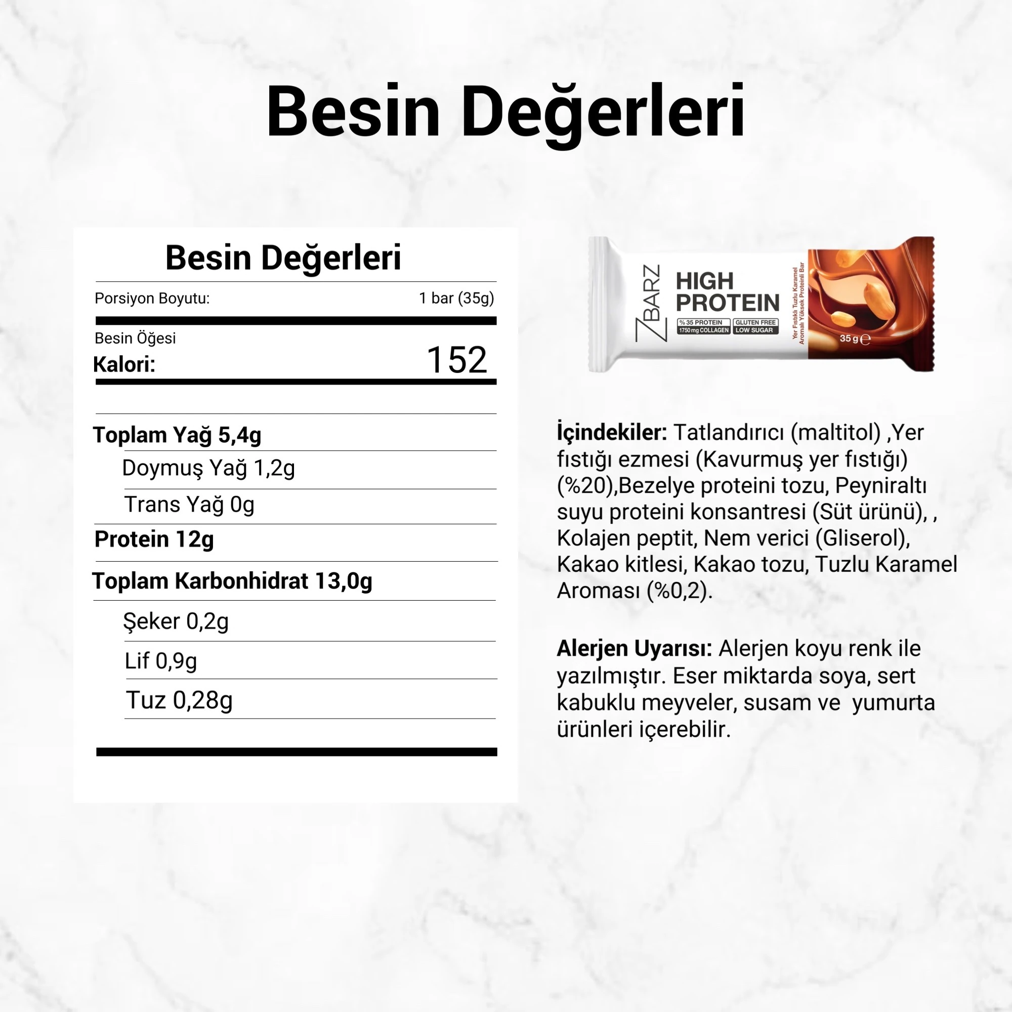 Yer fıstıklı Tuzlu Karamel Aromalı Yüksek Protein bar