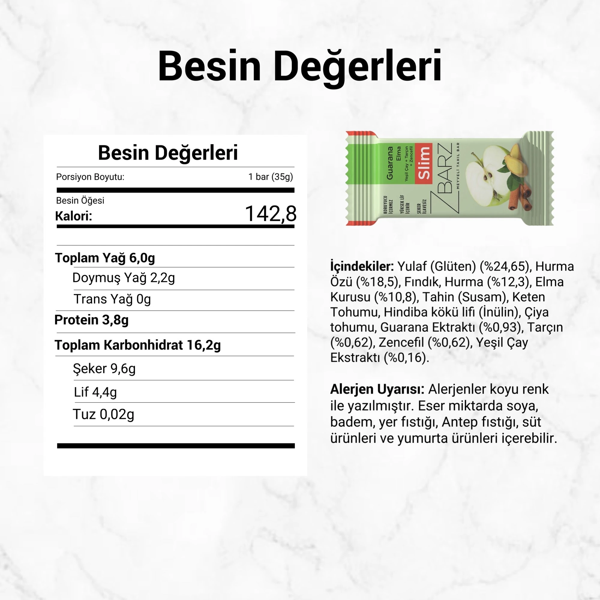 Slim Guarana Elmalı Tarçınlı Fonksiyonel Meyveli Bar