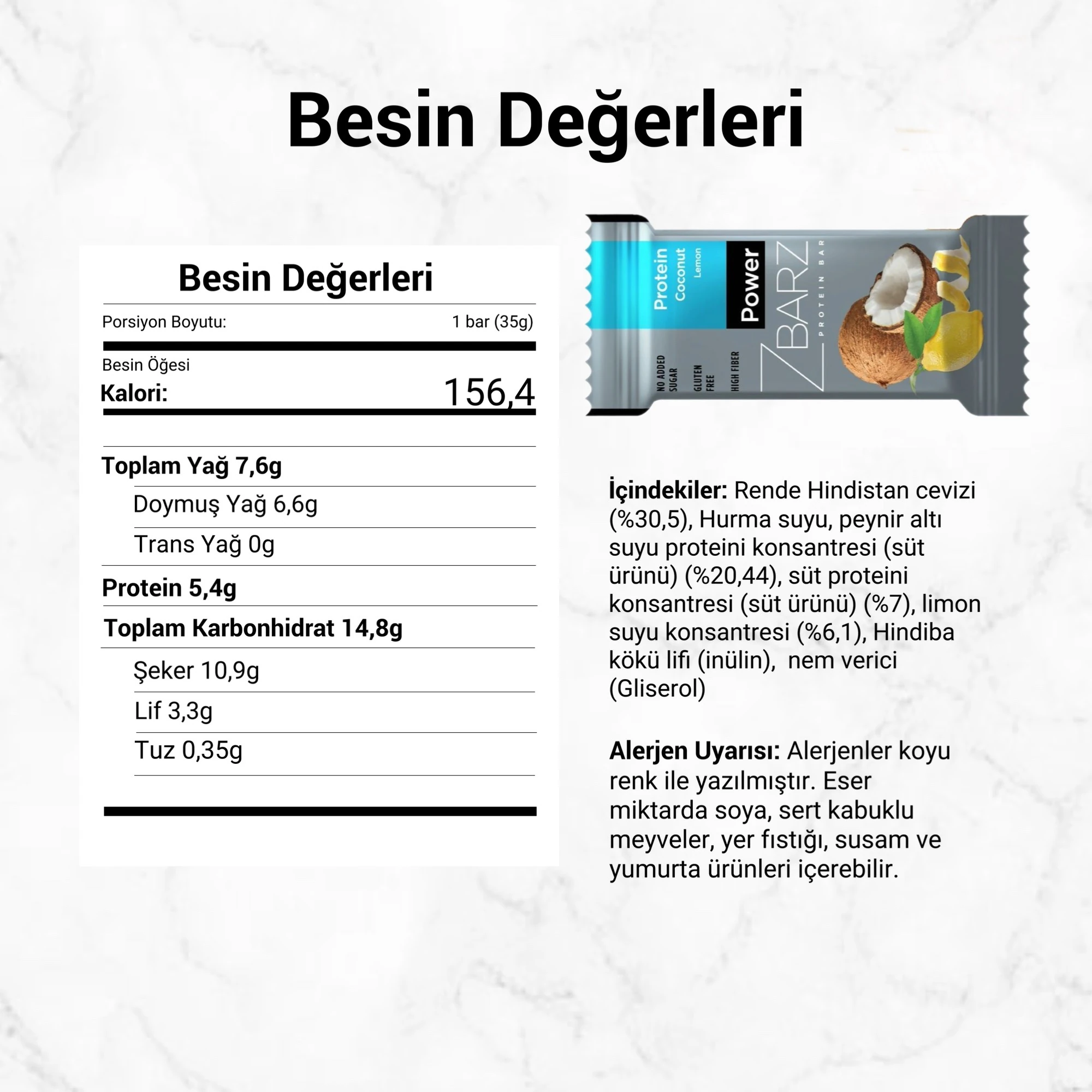 Power Limonlu Hindistan Cevizli Protein Bar - x2