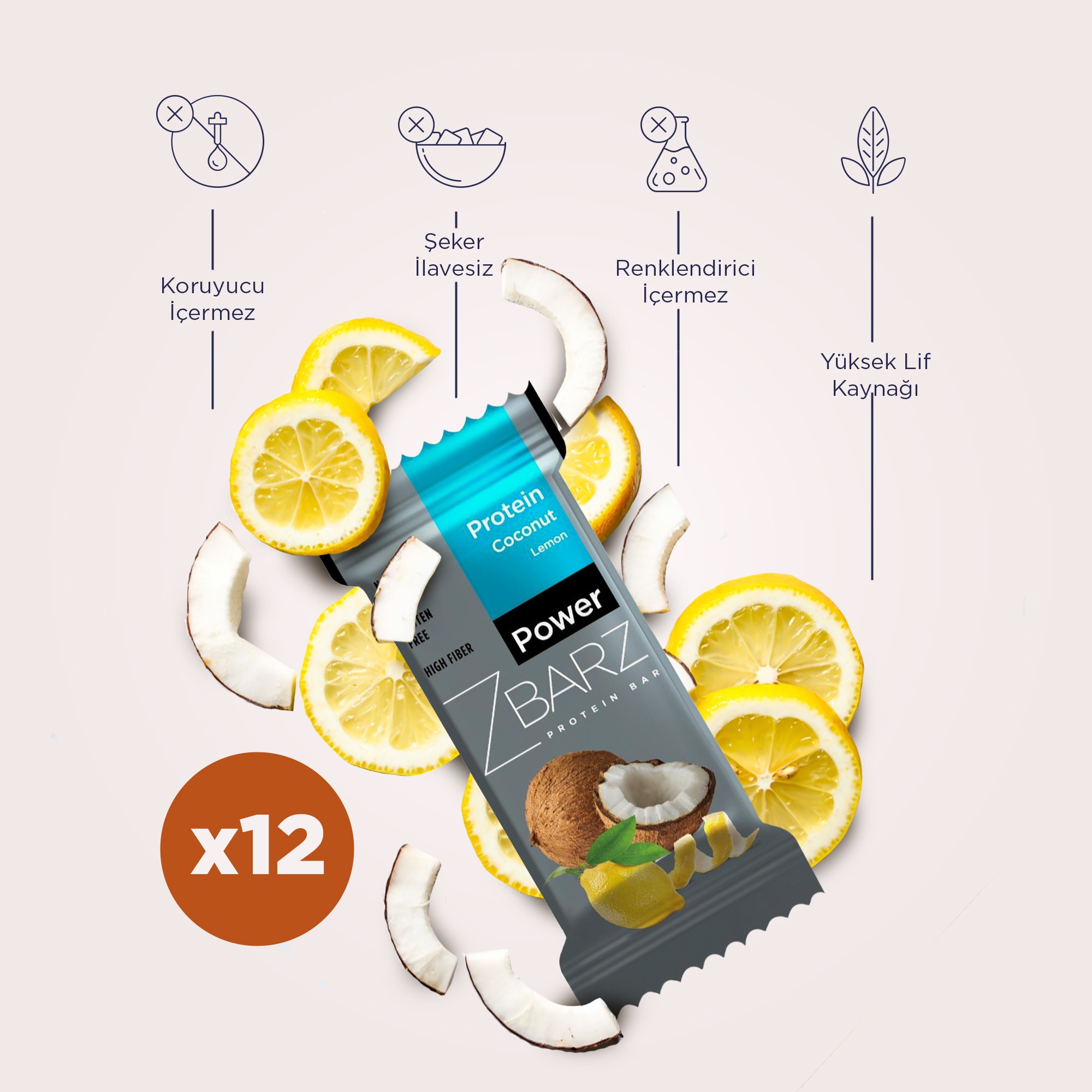 Power Limonlu Hindistan Cevizli Protein Bar