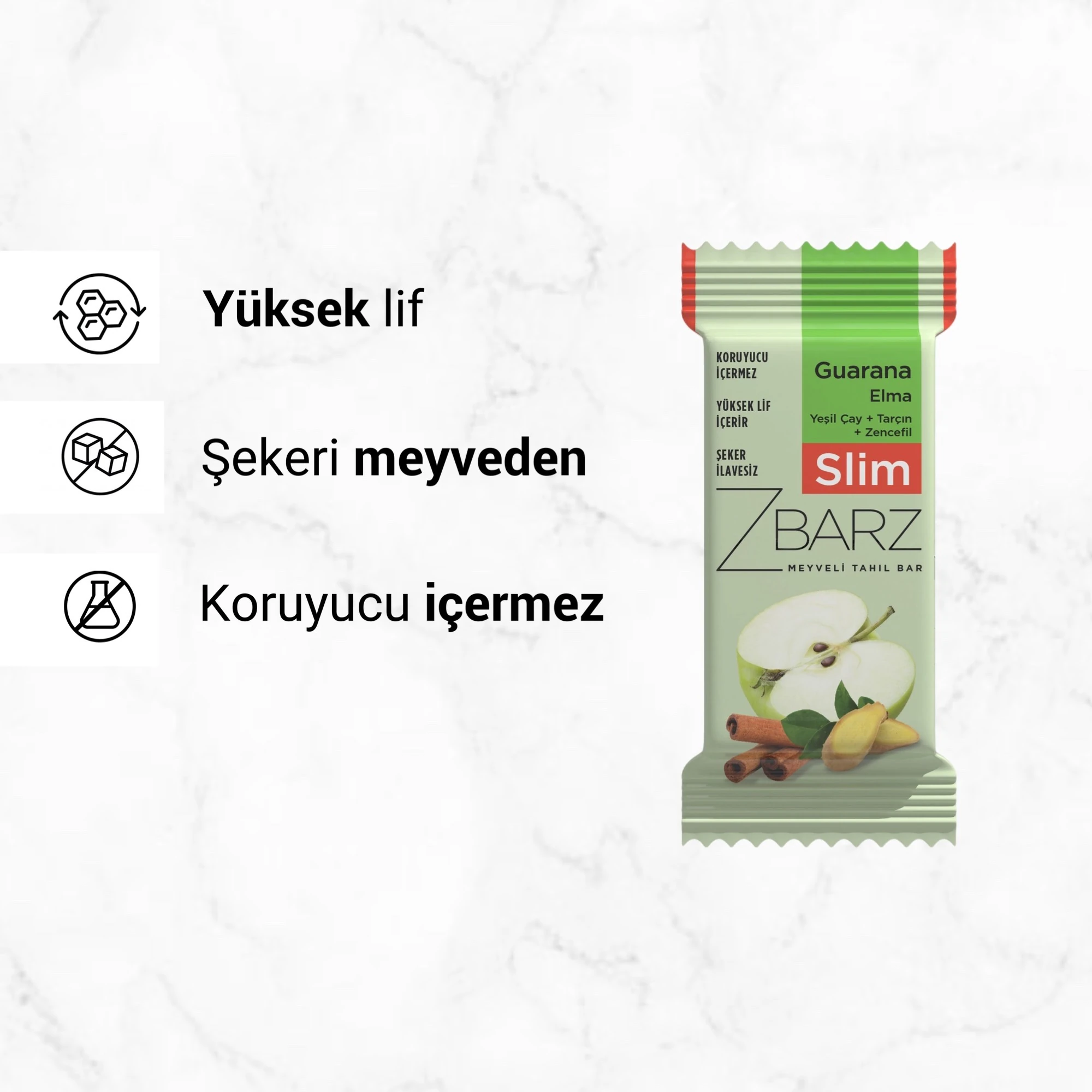 Slim Guarana Elmalı Tarçınlı Fonksiyonel Meyveli Bar