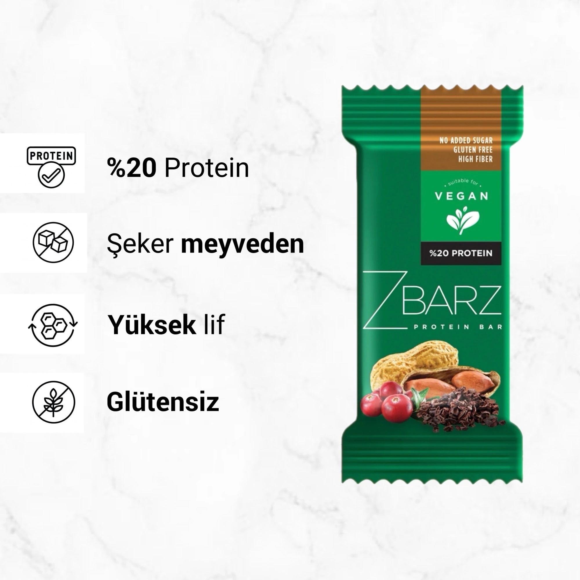 Yer Fıstıklı Vegan Proteinli Meyve Barı - x1
