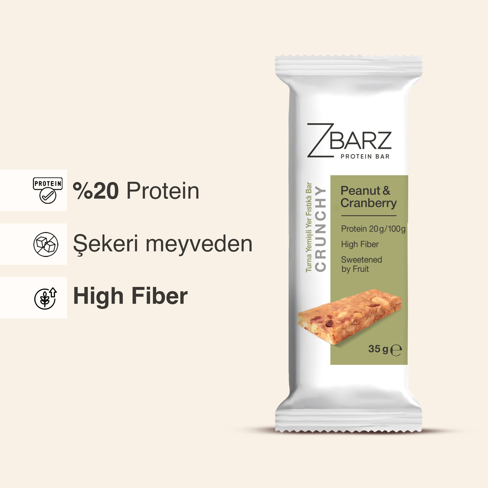 Crunchy Turna Yemişli Yer Fıstıklı Proteinli Bar