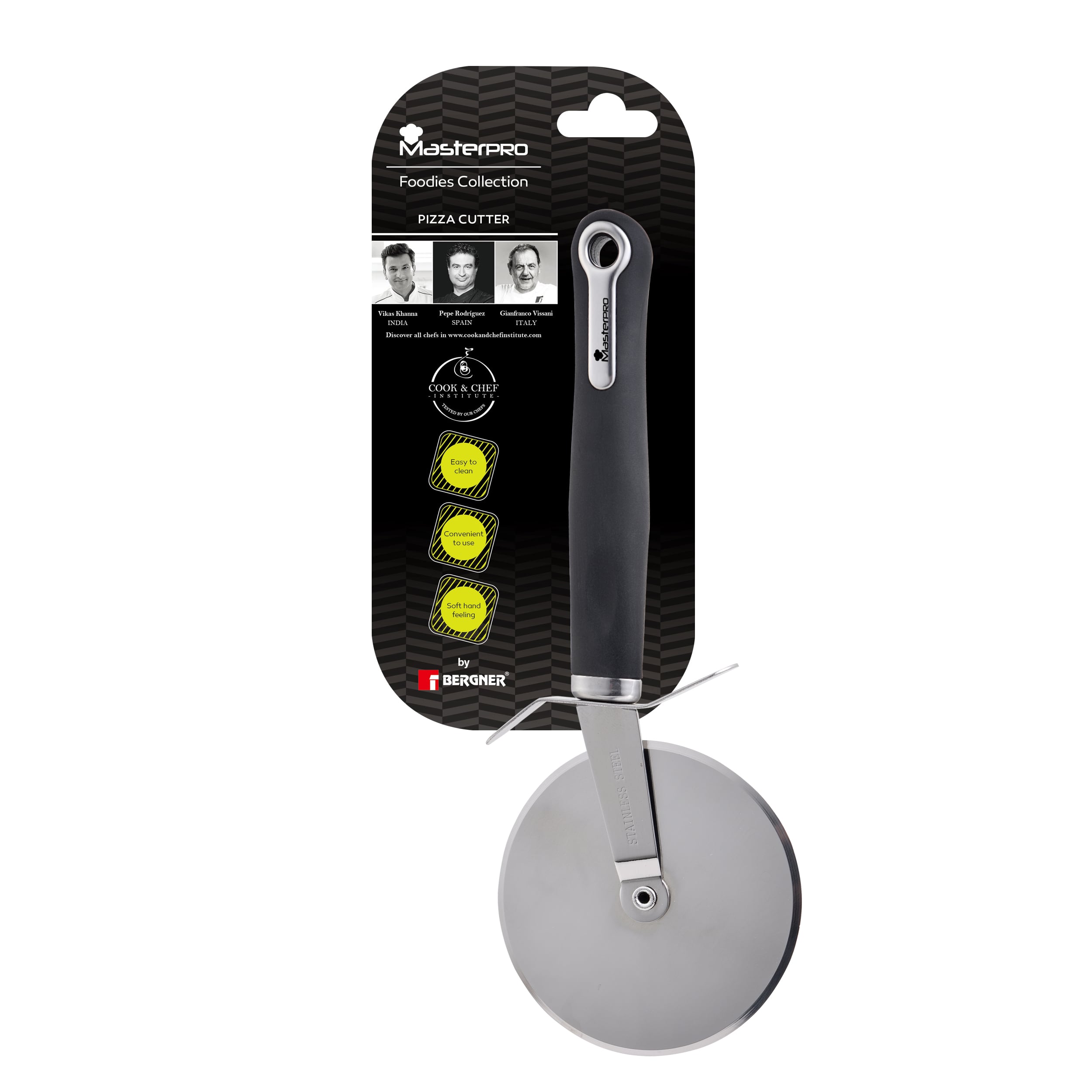 MasterPro Paslanmaz Çelik Pizza Kesici | 22,3x8,2 cm | PBT materyal | Foodies Collection serisi | 4847