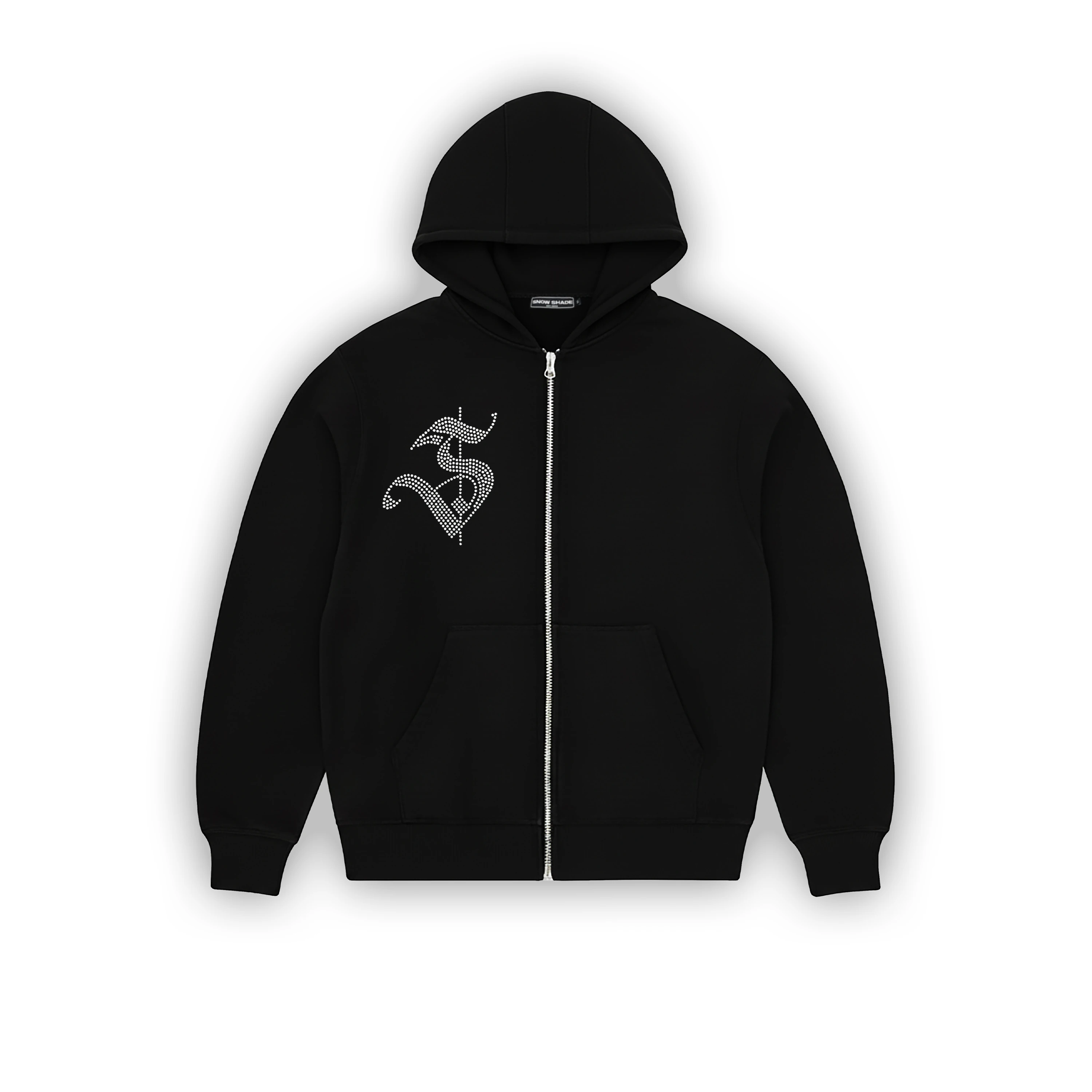 Crest Rhinestone Zip Hoodie