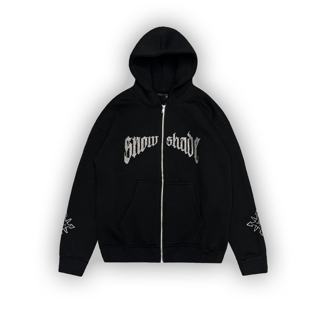 Rhinestone Zip Hoodie | Snow Shade