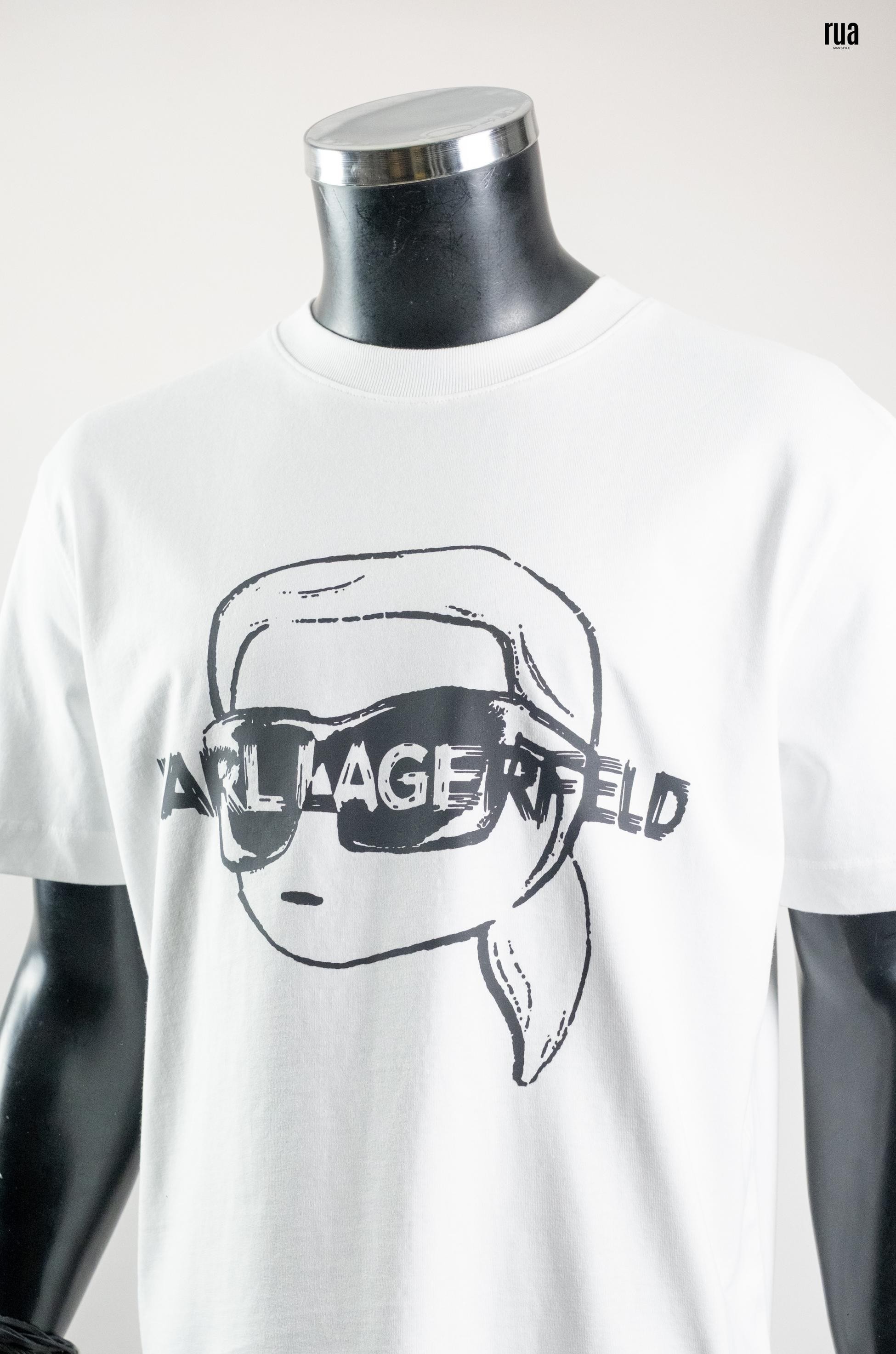 Karl Lagerfeld Yazılı ve Baskılı Tişört Beyaz
