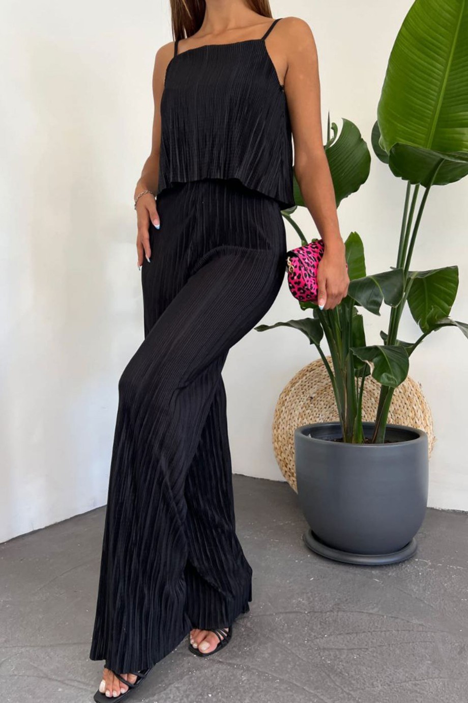 ZARA MODEL PİLİSELİ TULUM TAKIM SİYAH