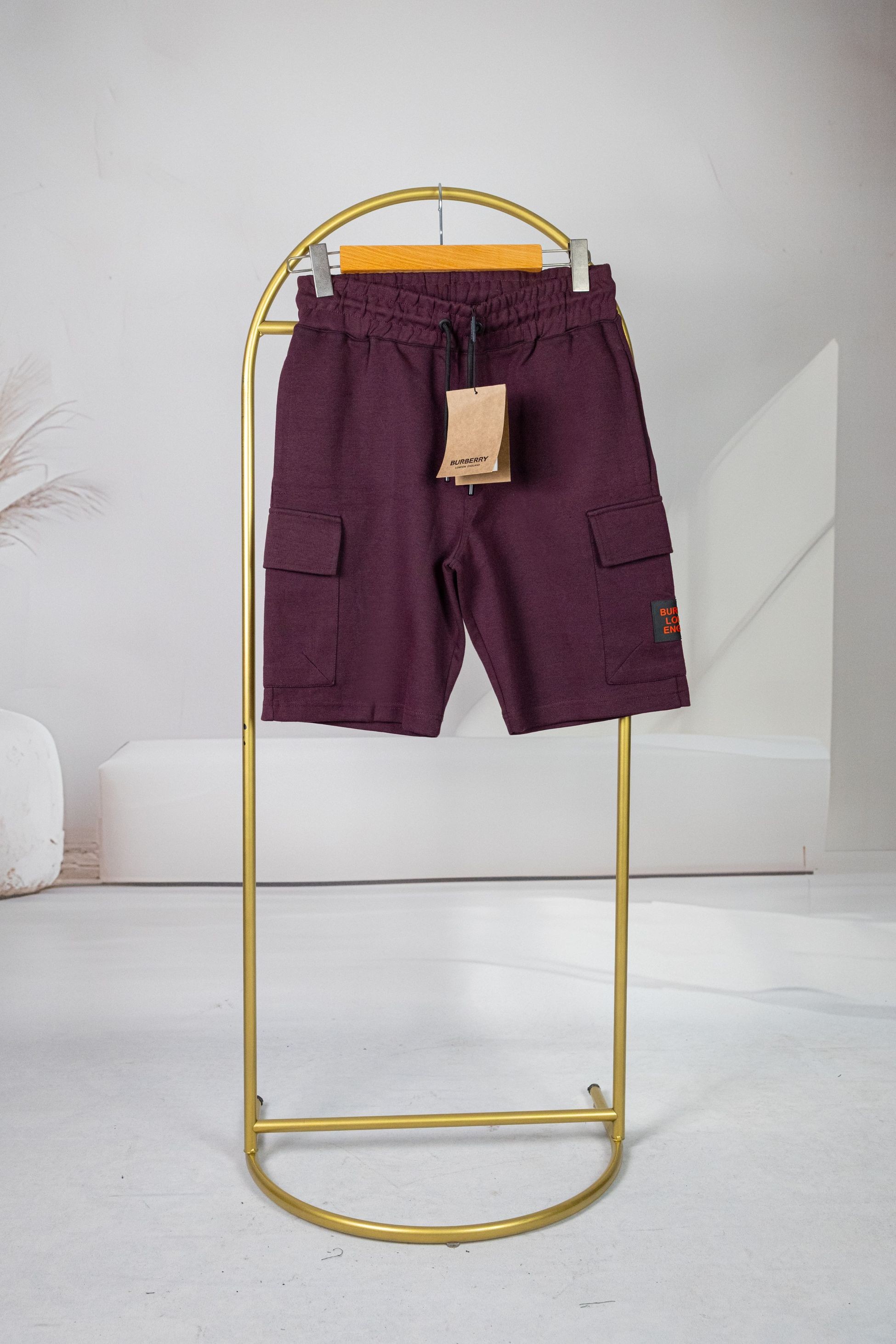 Burbery Kargo Cepli Bordo Şort