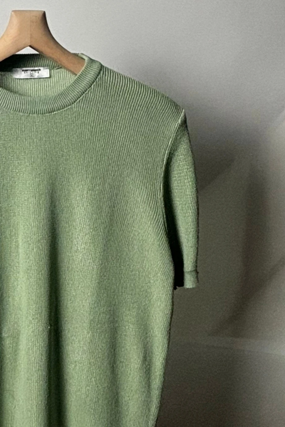 YUVARLAK YAKA KISA KOL TRİKO-YEŞİL