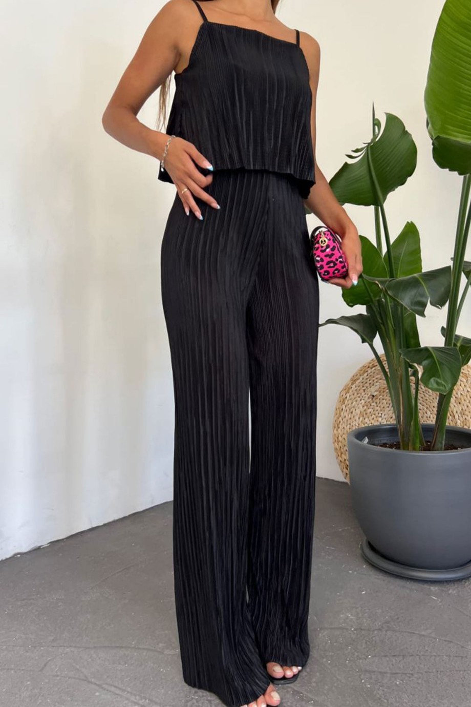 ZARA MODEL PİLİSELİ TULUM TAKIM SİYAH