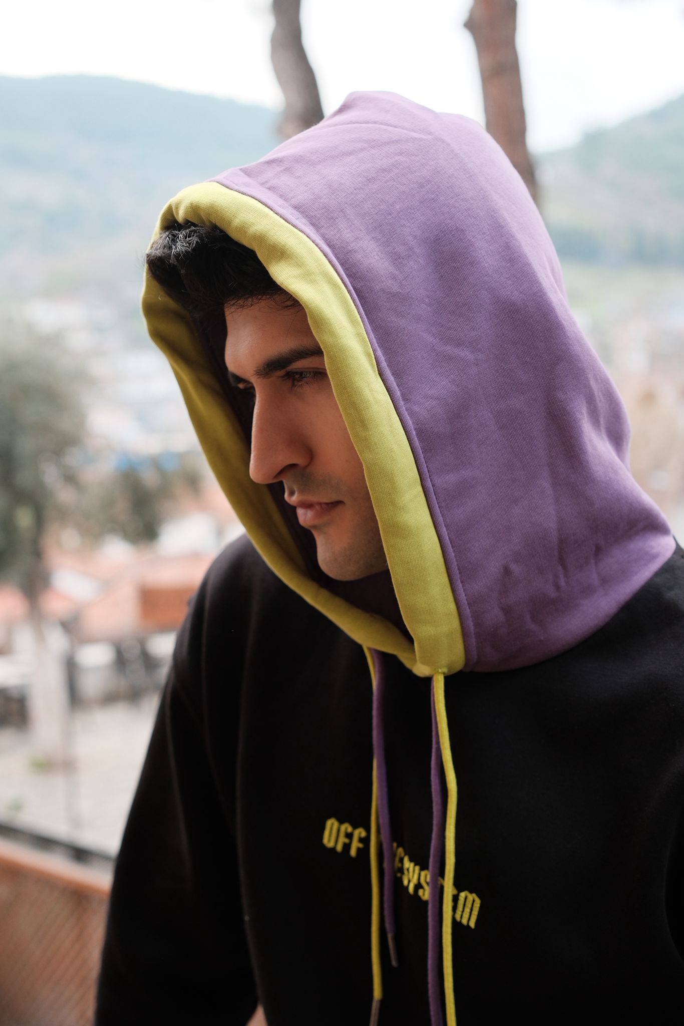 Off The Sistem Yazılı Kapşonlu Sweatshirt-Siyah