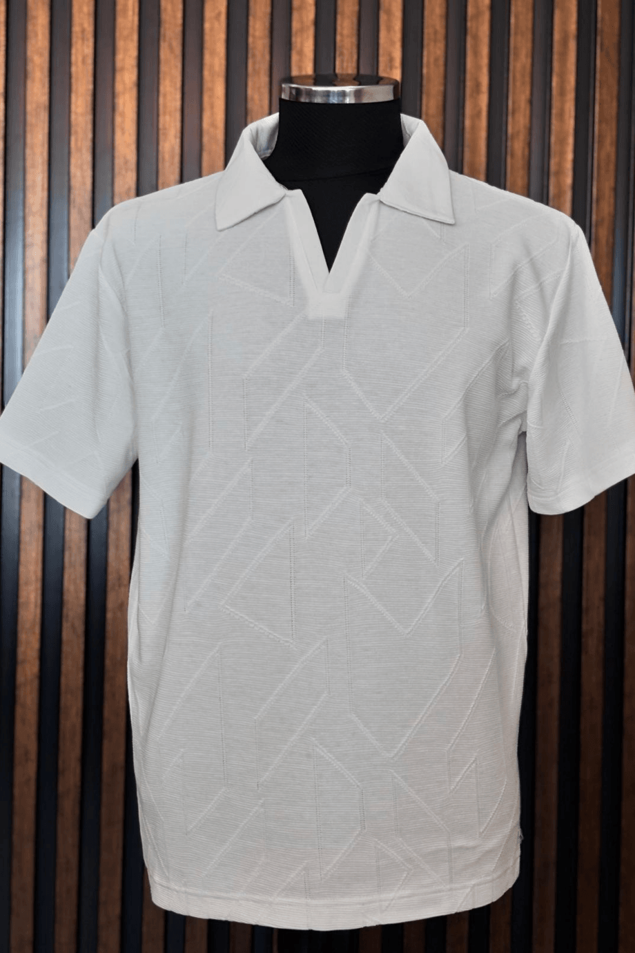 POLO YAKA DOKUMA TSHİRT-EKRU
