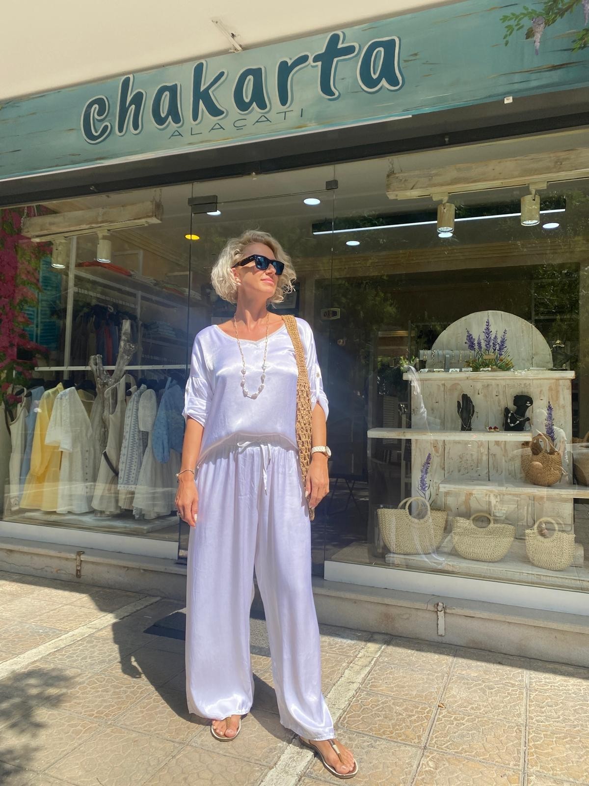 İPEK SATEN TAKIM -BEYAZ