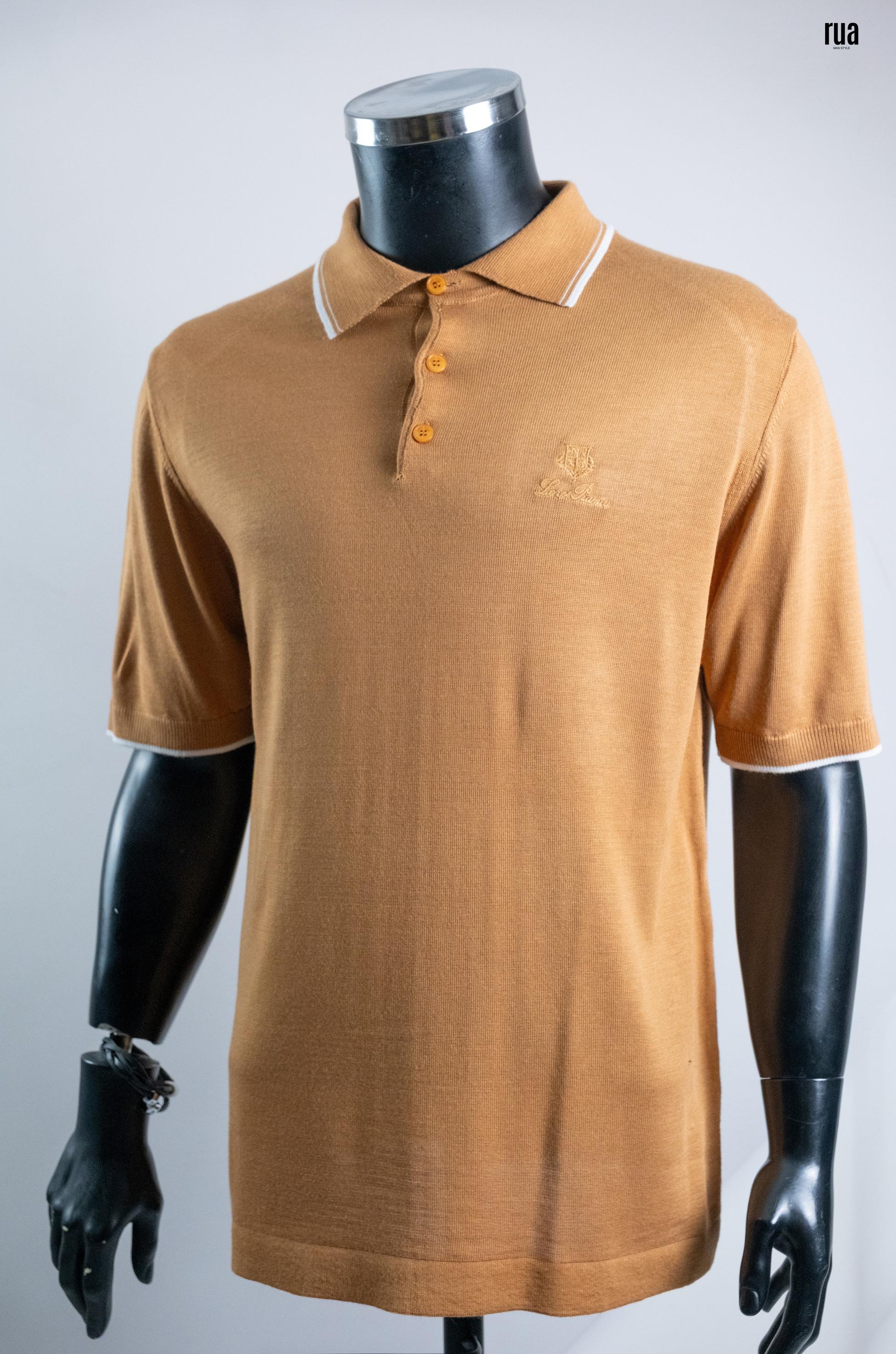 Loro Piana Polo Yaka Kısa Kol Triko  Hardal