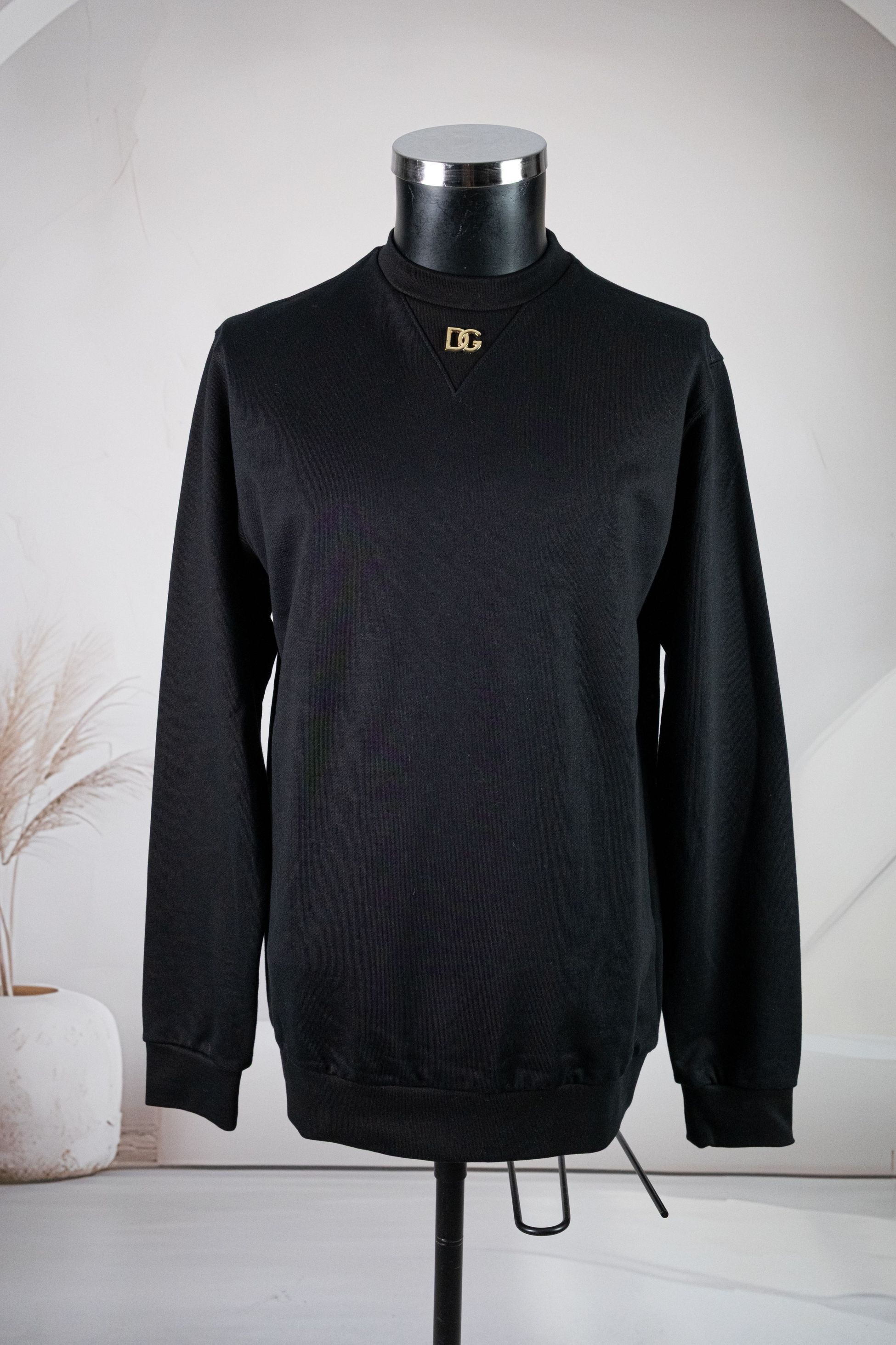 Dolce Gabbana Yuvarlak Yaka DG Metal Logolu Siyah Sweatshirt