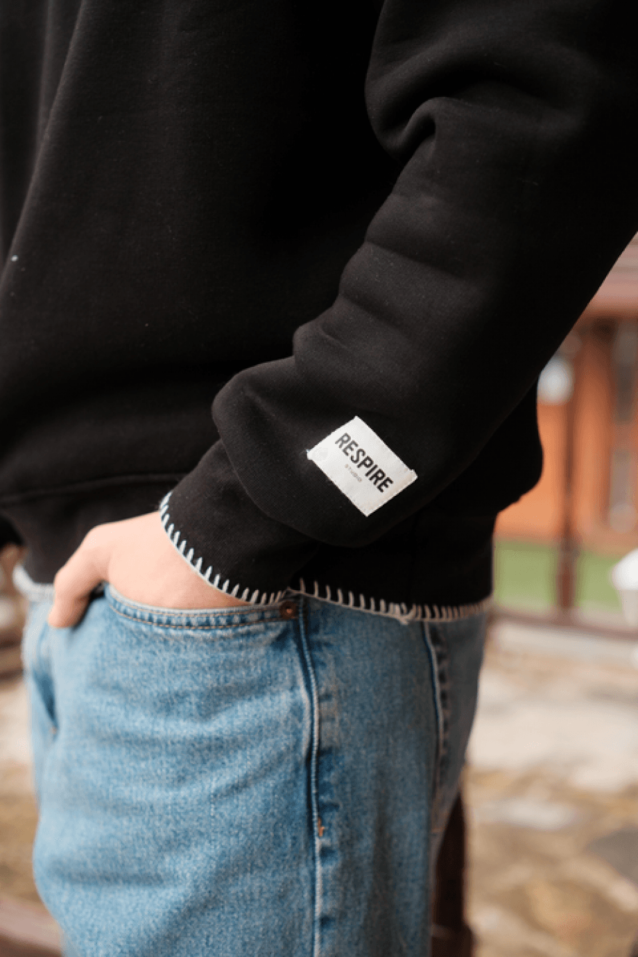 Siyah Soru İşareti Baskı Sweatshirt
