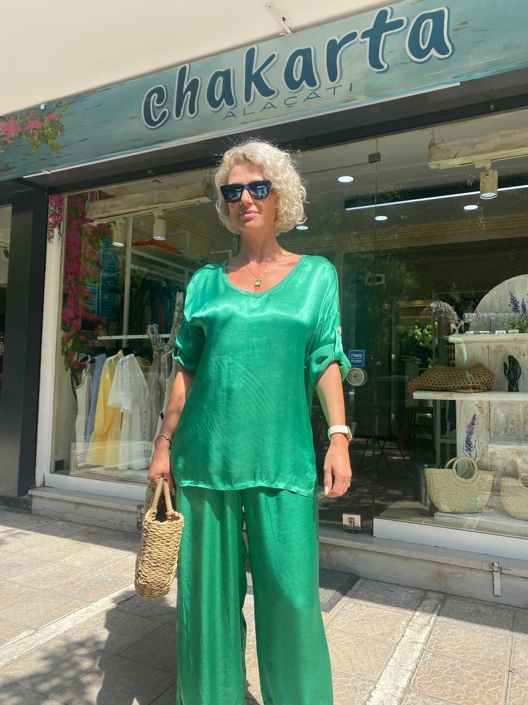 İPEK SATEN TAKIM-YEŞİL
