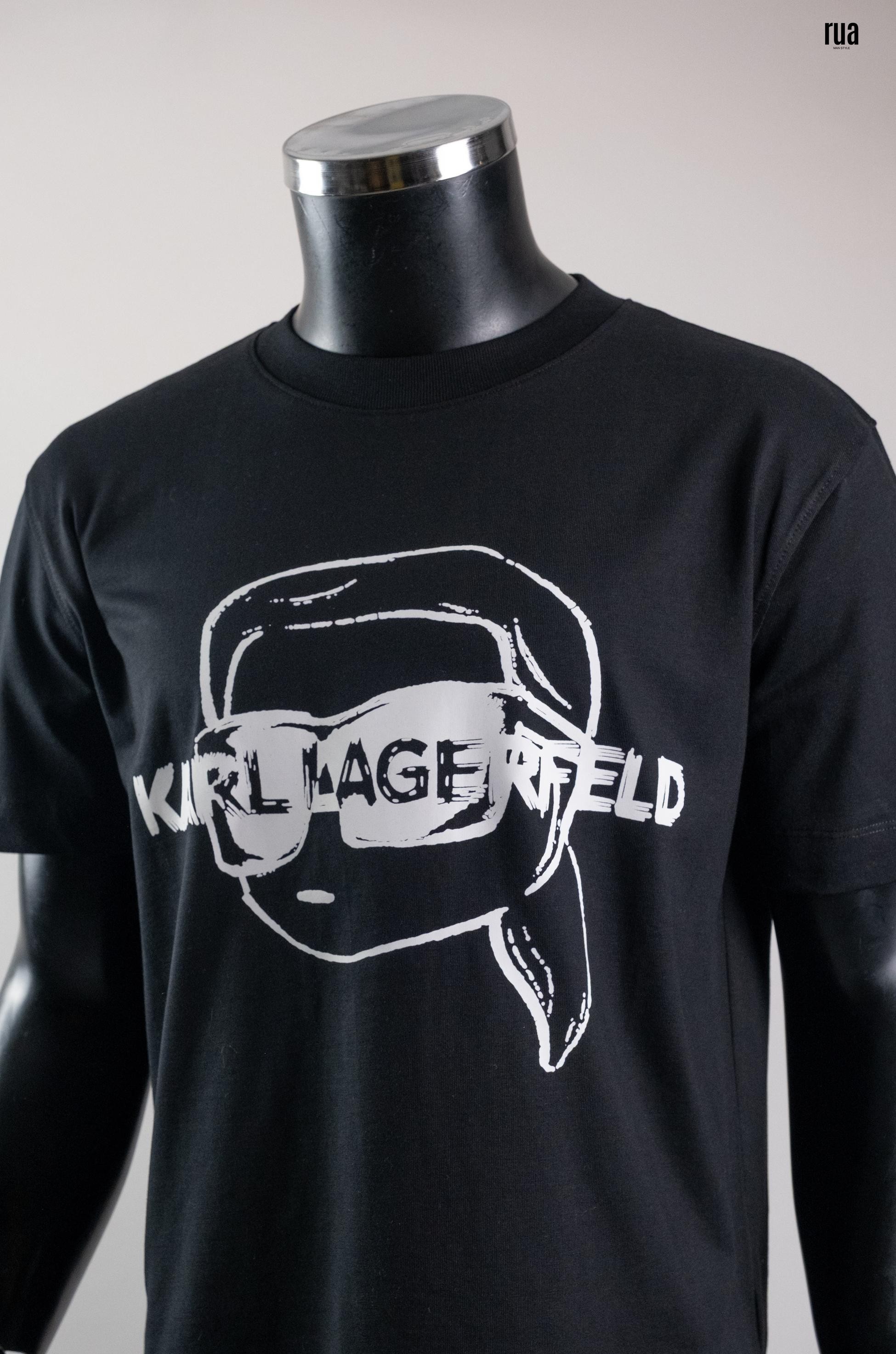 Karl Lagerfeld Yazılı ve Baskılı Tişört Siyah