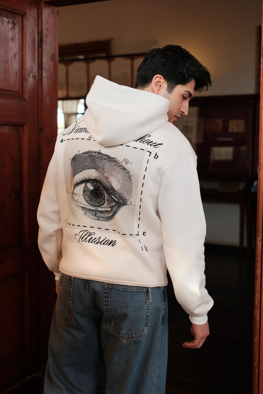 Beyaz Göz Baskı Sweatshirt